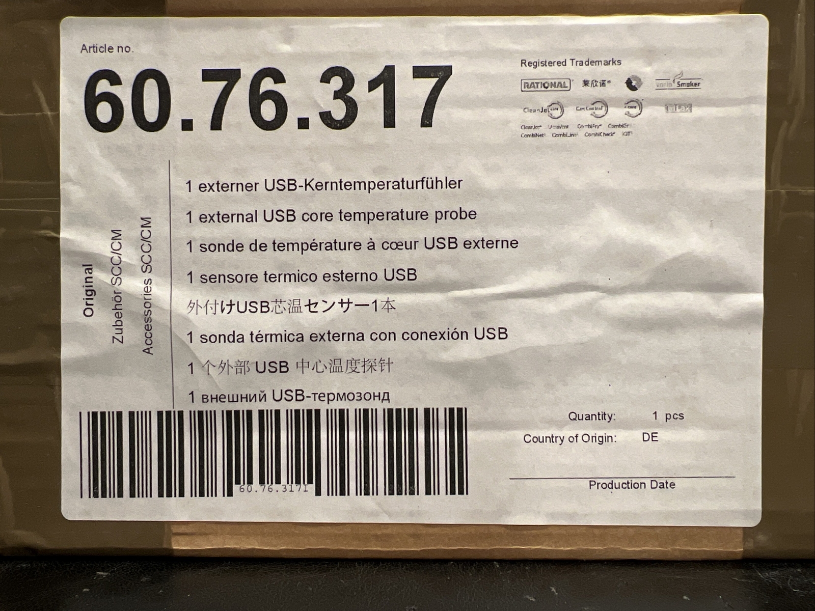 Rational External USB Core Temperature Probe 60.76.317