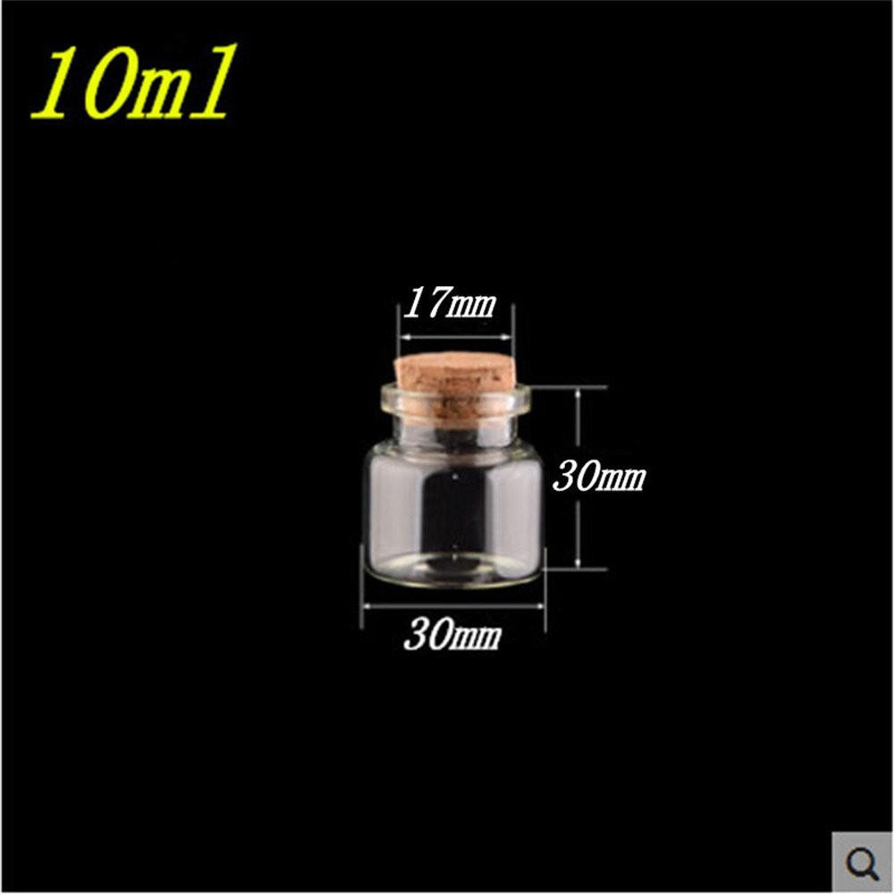 30x30x17mm 10ml Mini Glass Bottles With Cork Small Transparent Clear Tiny Empty