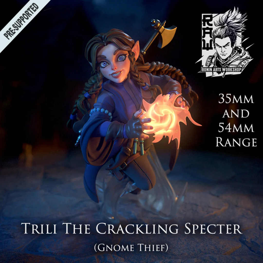 Trili the Crackling Specter - 28-120mm Fantasy RPG - Resin Tabletop Miniature