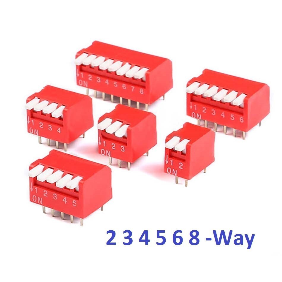 Red 2/3/4/5/6/8 Way Piano DIP DIL Toggle Switch PCB Pitch 2.54mm