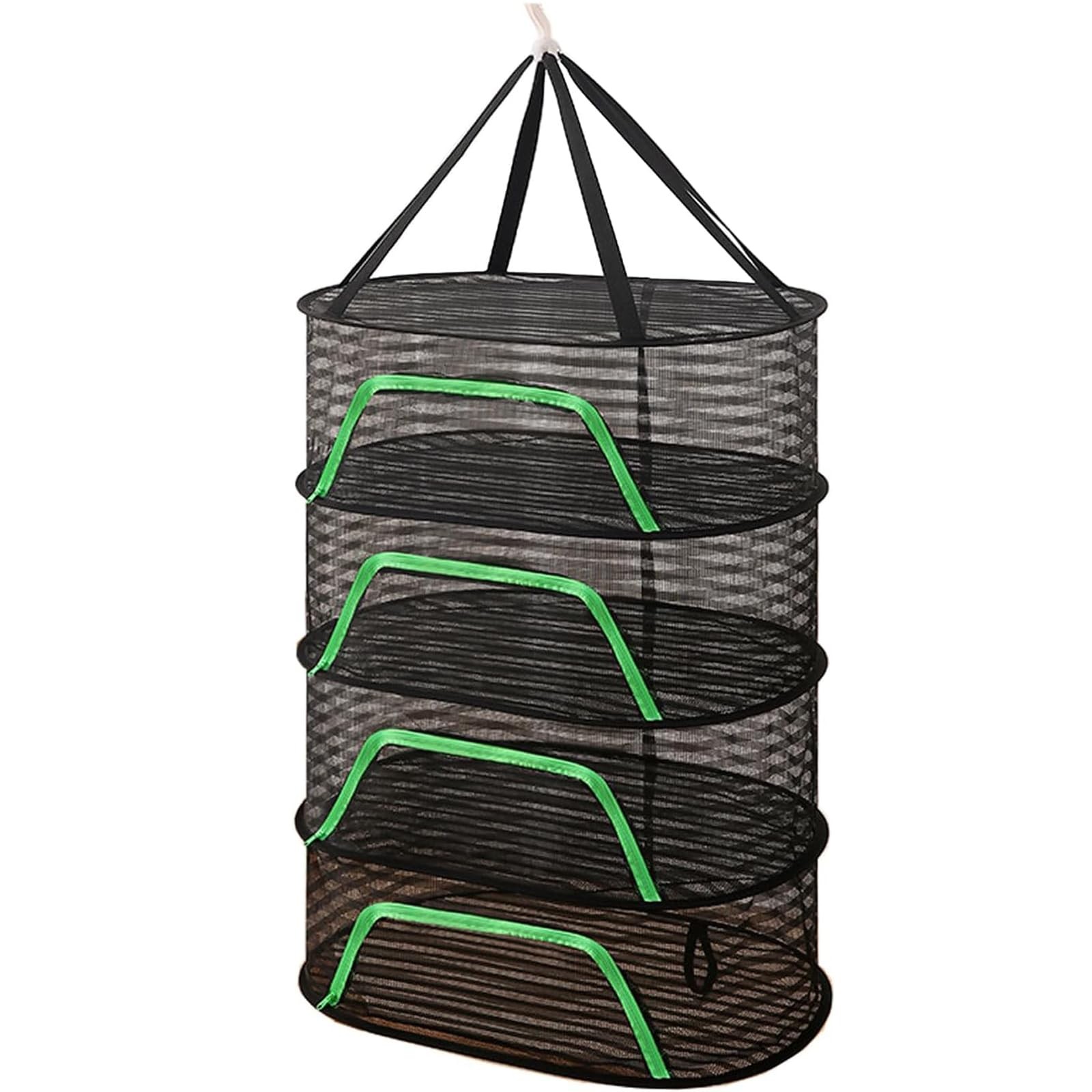 Herb Drying Rack 4 Layer Hanging Design with Green Zippers for Dehydrating, I...