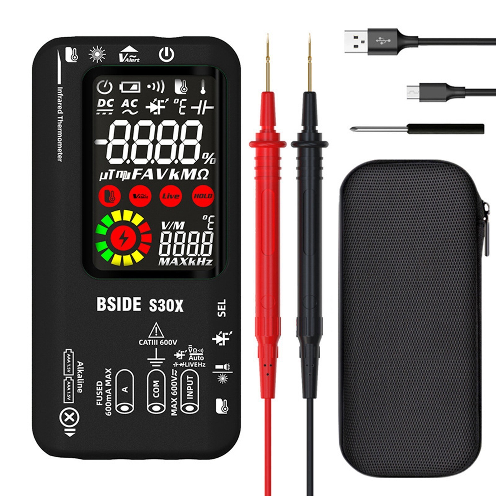BSIDE S30X Digital Multimeter DC AC Volt Current Ohm Resistance Tester Handheld