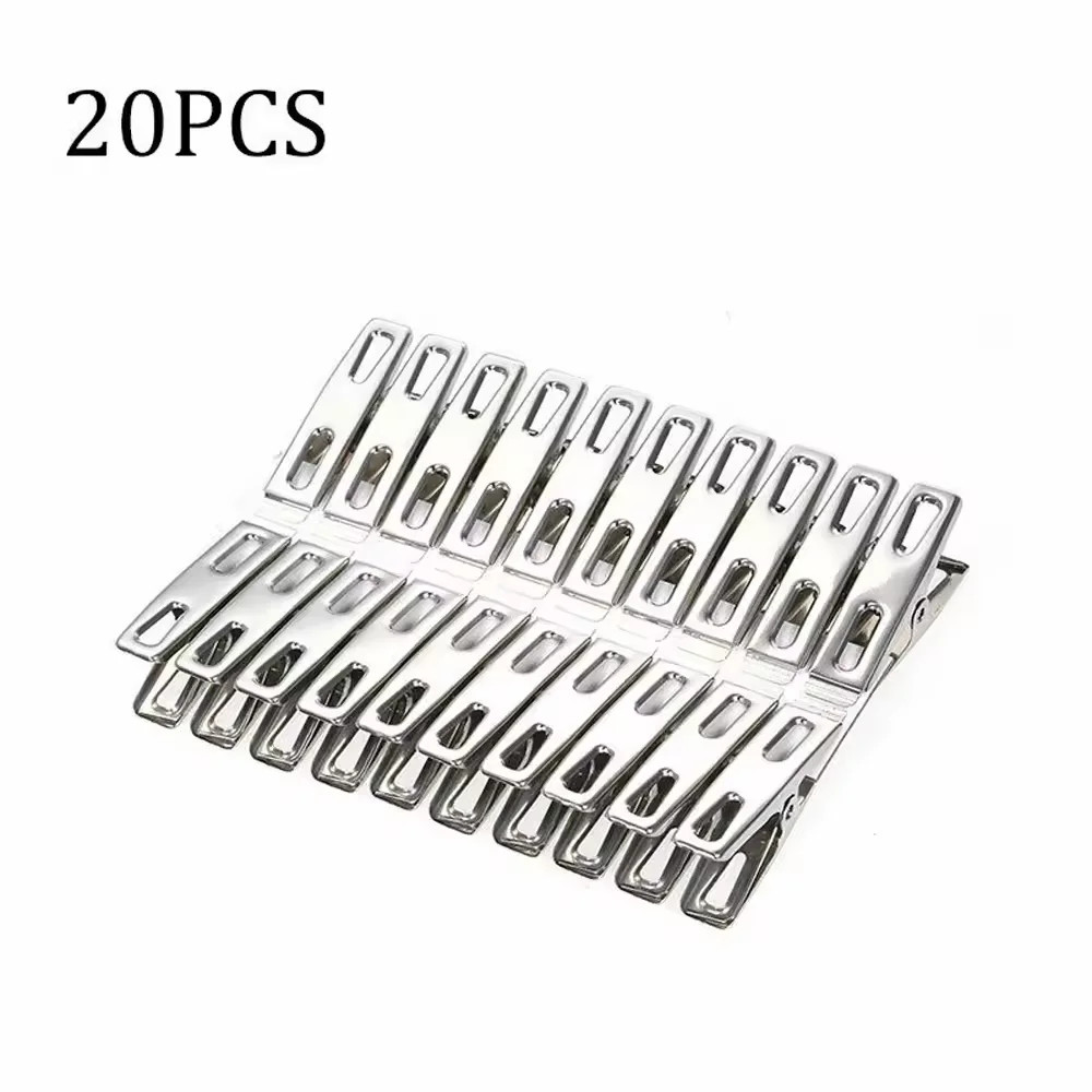 20Pcs Stainless Steel Clothespins, Kitchen Sealing Clips, Durable Metal Windproo