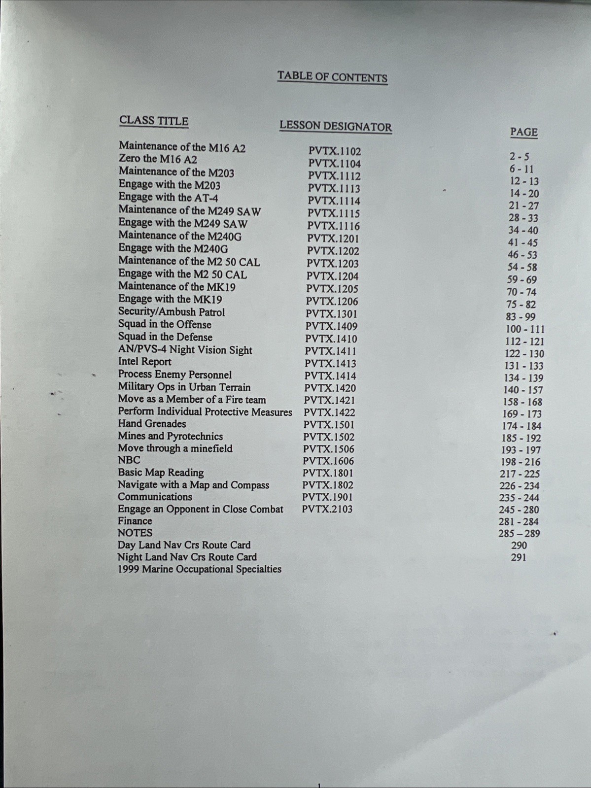 Marine Combat Training Battalion Student Handout Operation Leatherneck 2000 PB