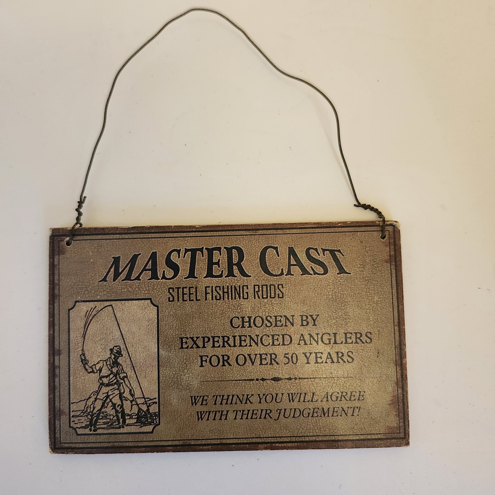 Vtg Master Cast Steel Fishing Rods Plaque Small 4" Preowned VGC
