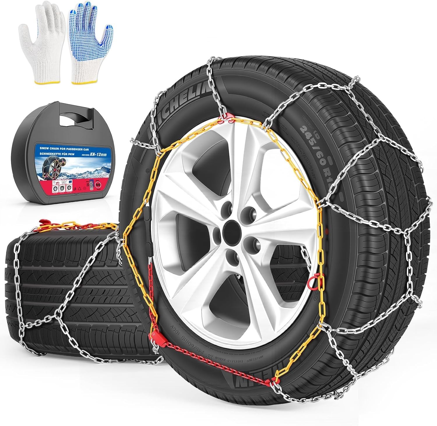 Snow Chains KN100 – Manual Tightening Universal Tire Chains (Set of 2)