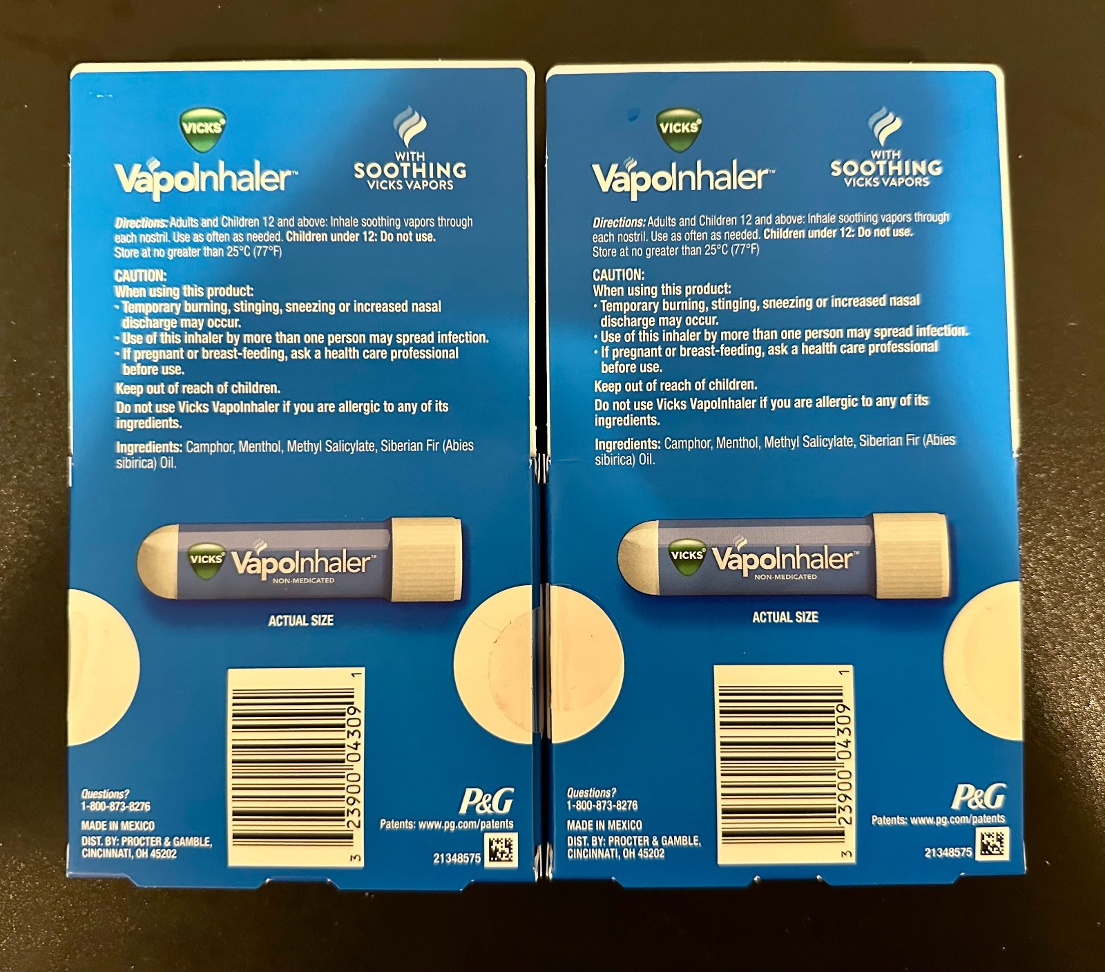 Vicks VapoInhaler With Refreshing Vicks Vapors, Menthol Scent 2 BOX PACK *NEW*
