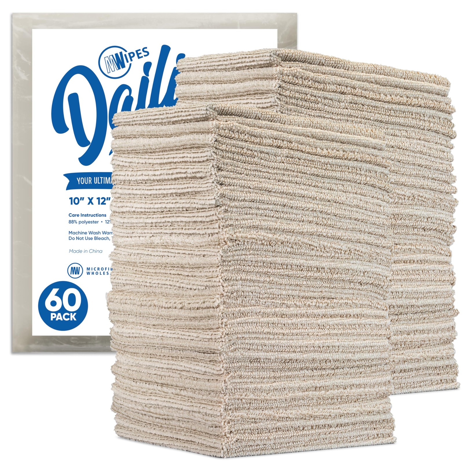 Microfiber Dailies Microfiber Cleaning Cloths 60-Pack (beige) 12"x10" Fits