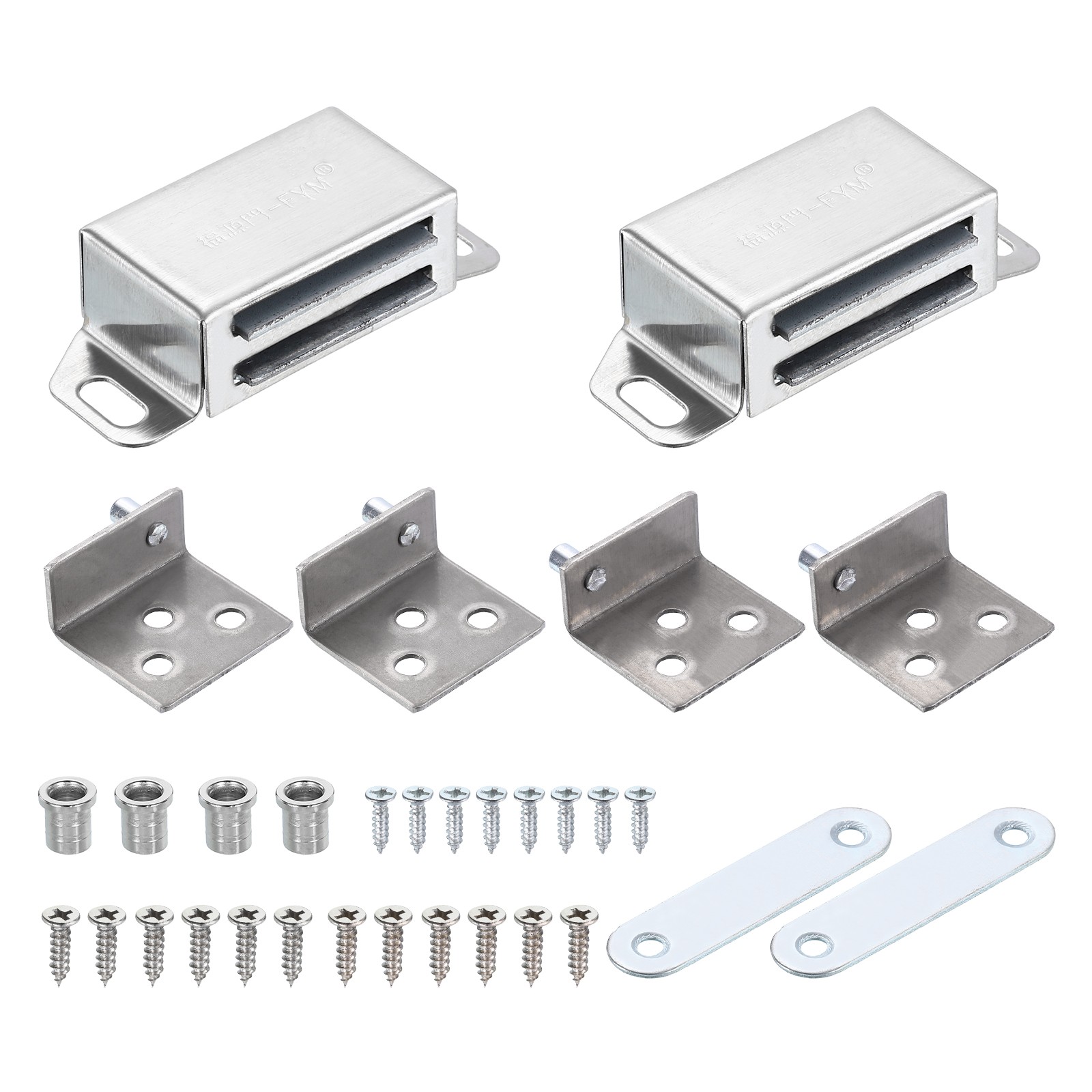 2 Set 35x41mm Concealed Shaft Door Hinges with Magnetic Catch Silver