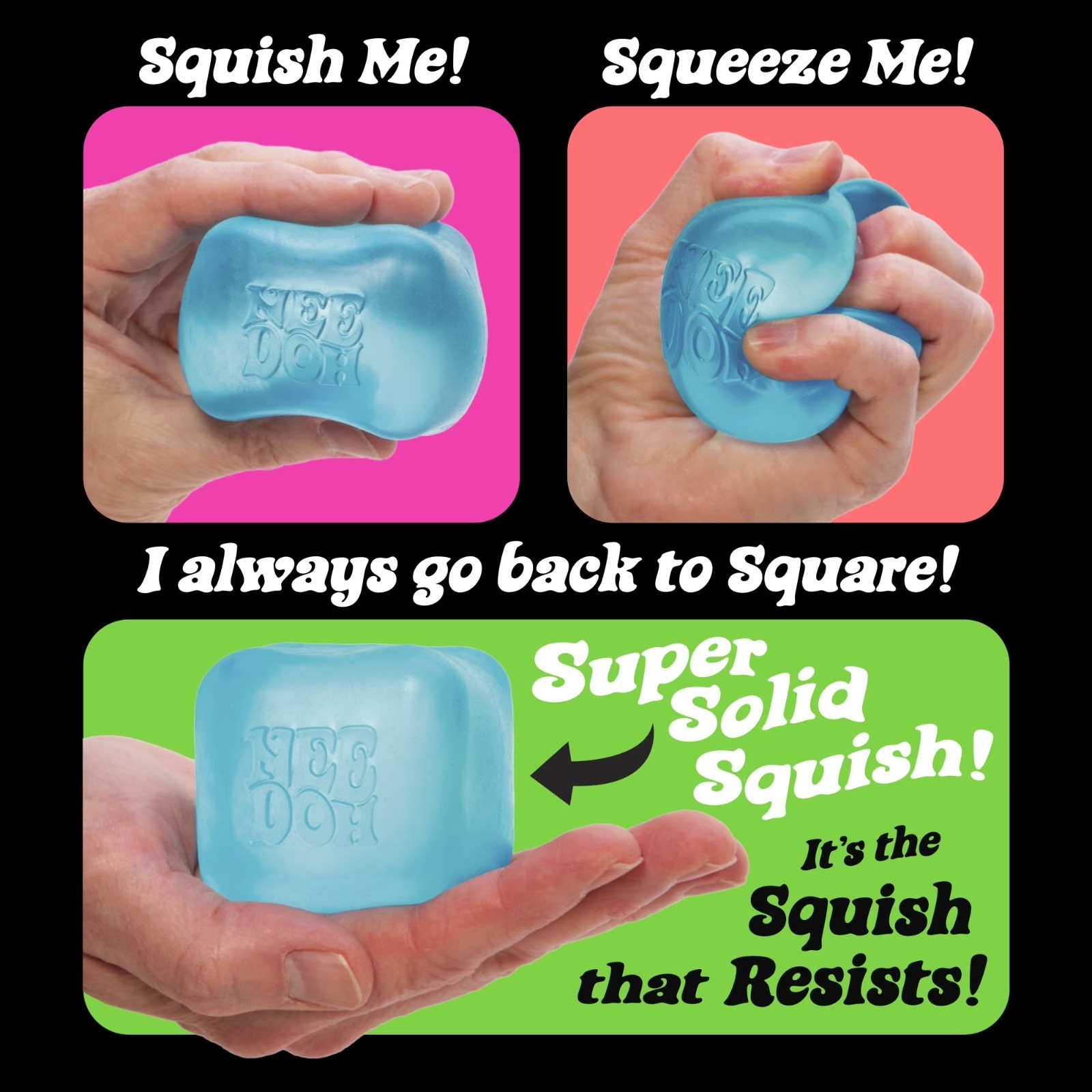 Nee Doh Nice Cube Super Solid Squish - Blue Purple Pink - Brand New