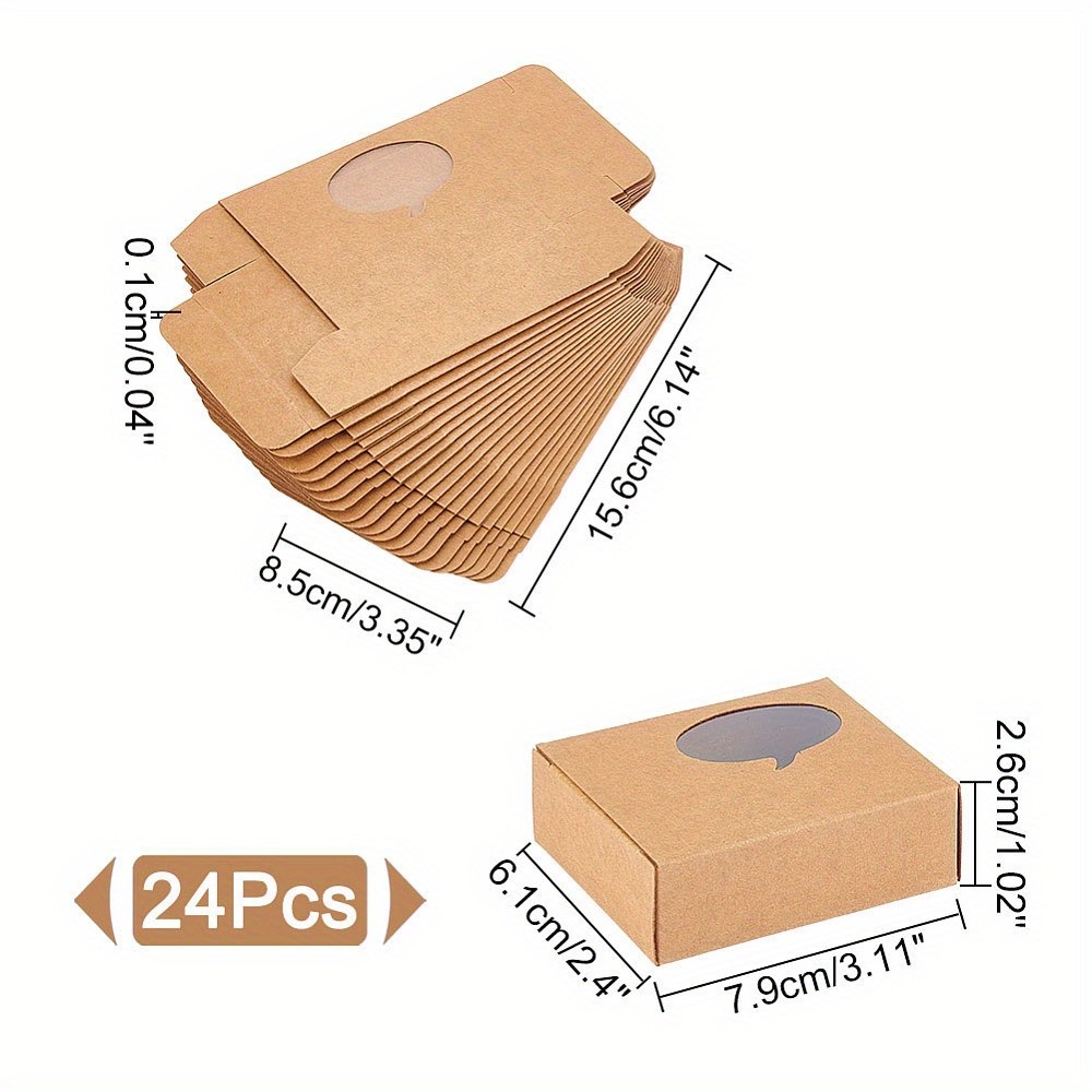 24pcs Kraft Paper Gift box Folding box with Window Rectangle Tan Dialog box