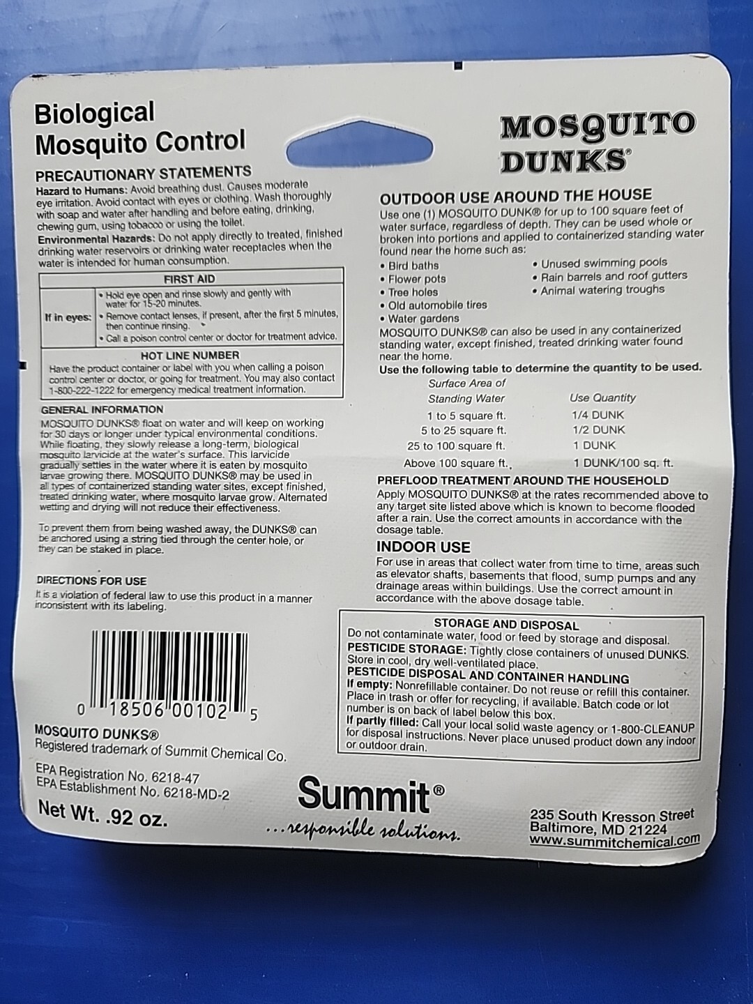 Summit Mosquito Dunks ***2 Pack *** 102-12