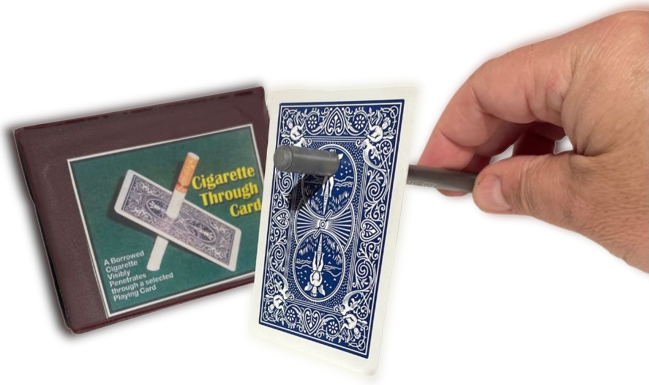 PEN CIGARETTE THROUGH CARD Close Up Bar Magic Trick Bicycle Playing Penetration