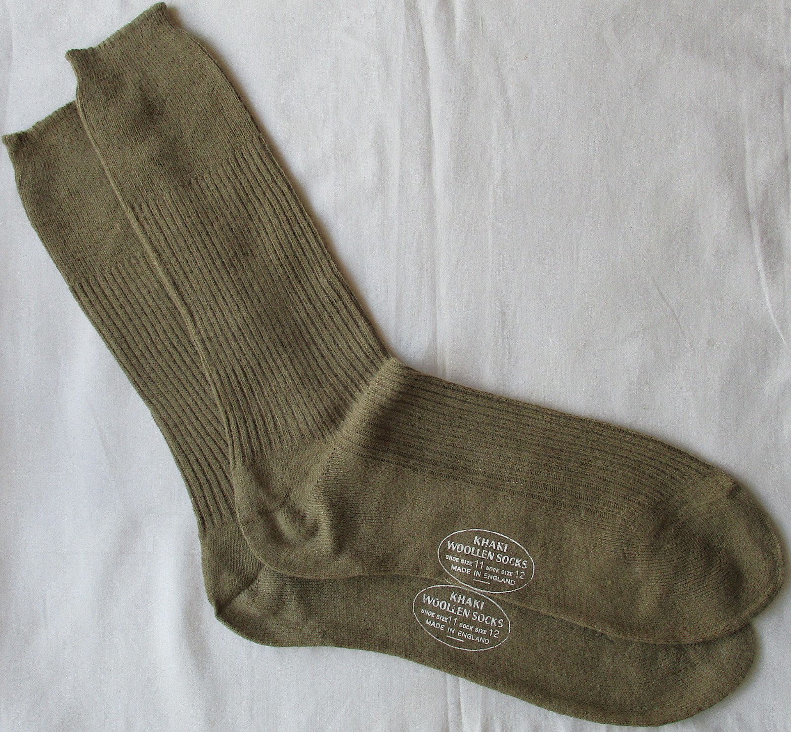 1940s/50s British Army: Khaki Woollen Socks (Size 11, Unissued, Excellent Cond)