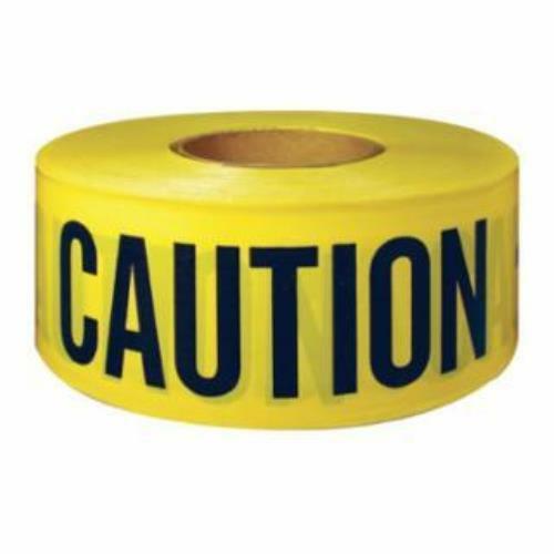 "Caution" Barricade Tape, 3 in x 1000 ft, Yellow, 12 Rolls