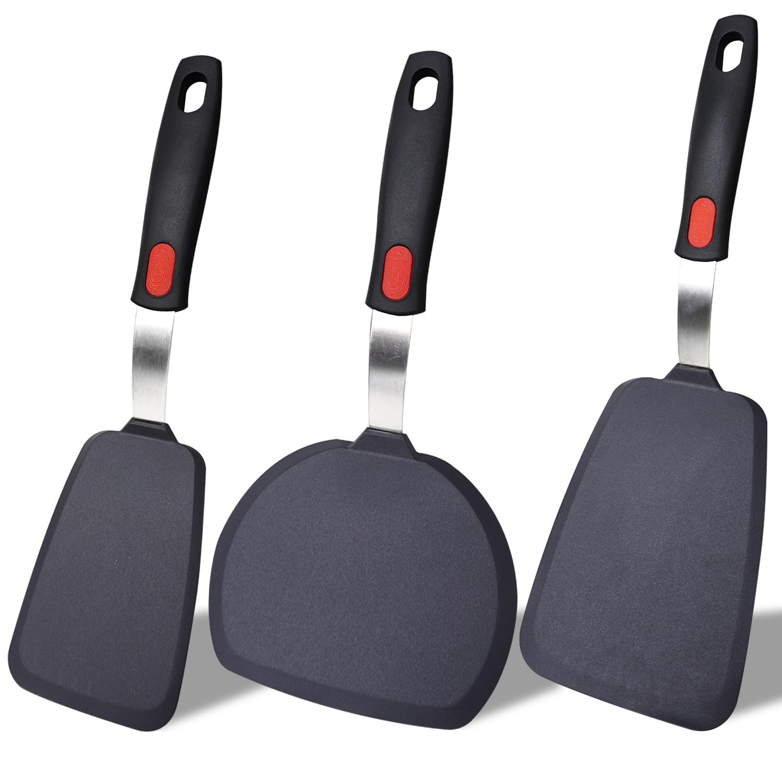 Silicone Spatula Turner Set,3-Pack Spatula Set,600°F Heat Resistant Spatula f...
