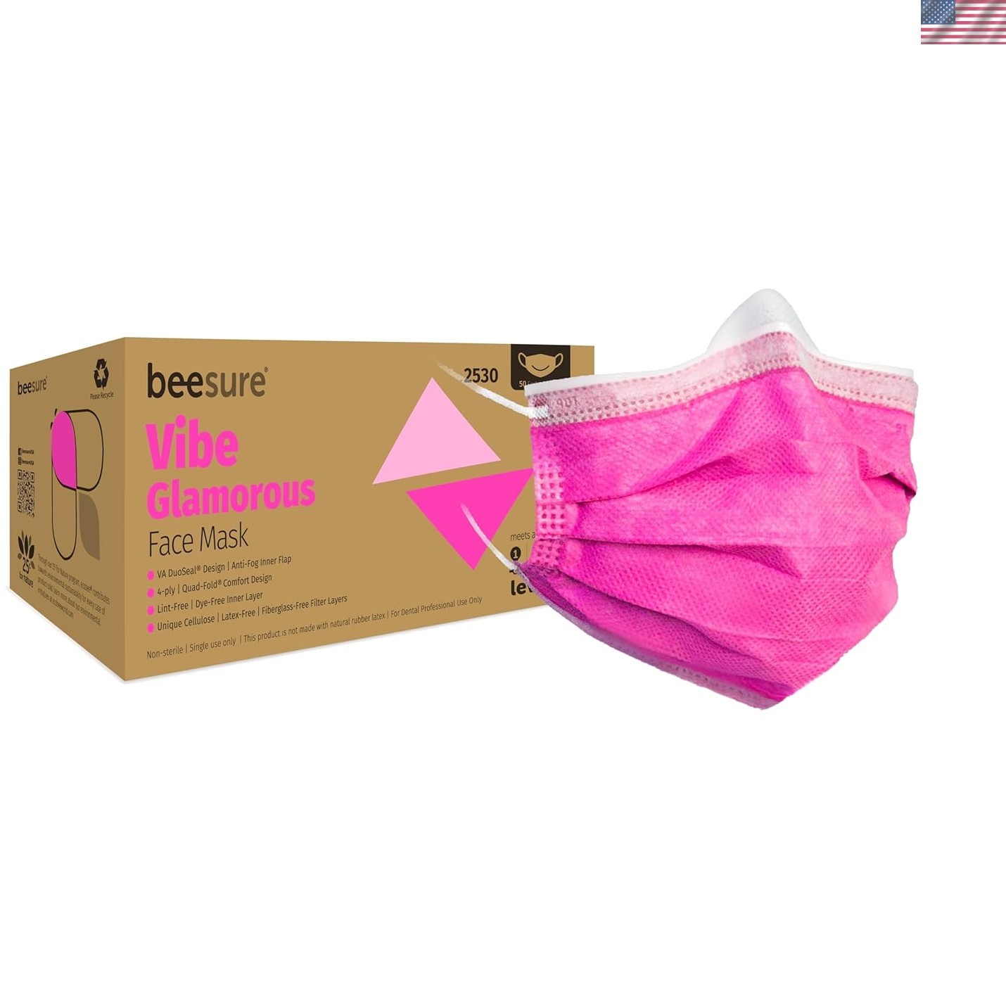 Vibe Face Masks, Glamorous Pink Pack of 50