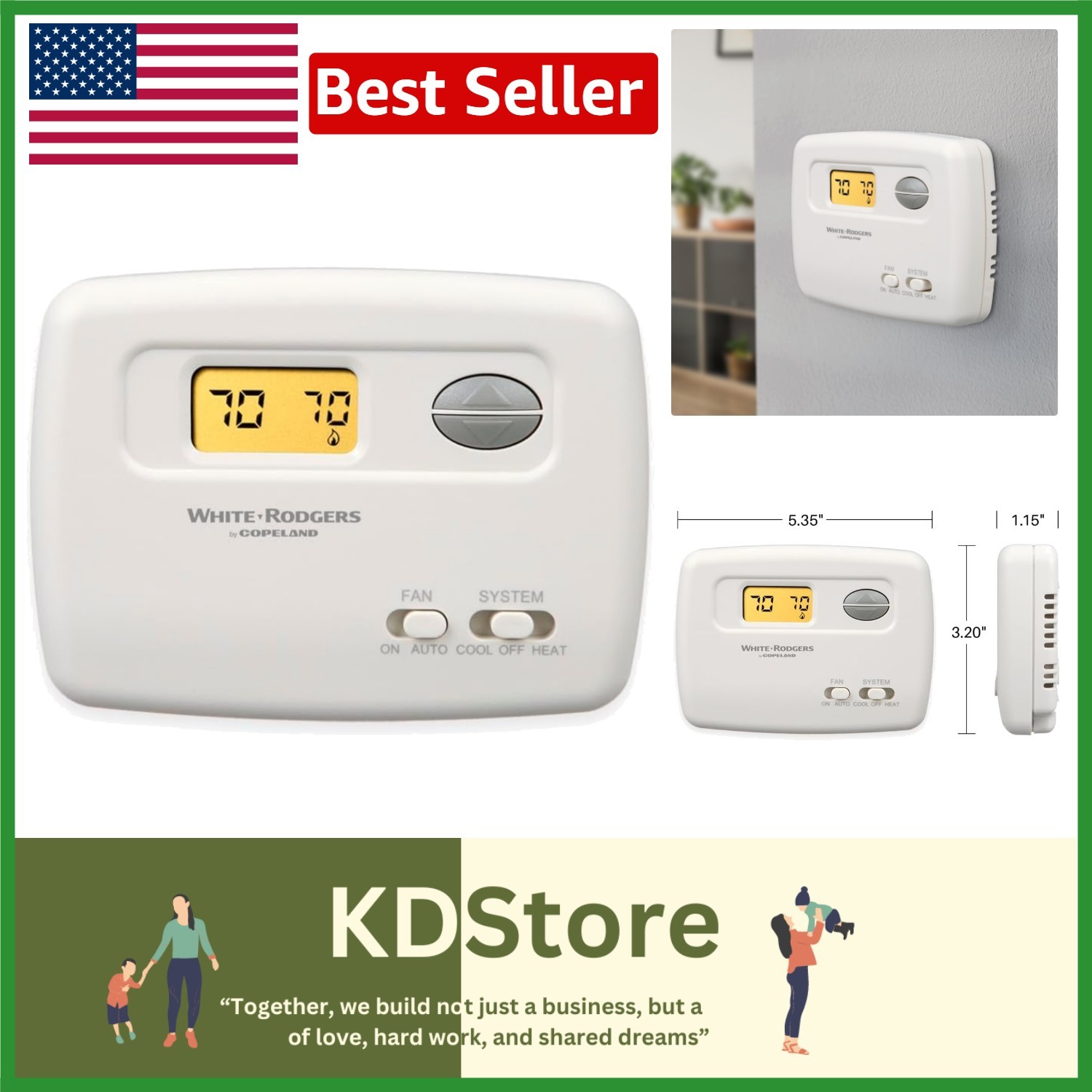 Emerson 70 Series Classic Digital Thermostat - Non-Programmable, Lighted Display