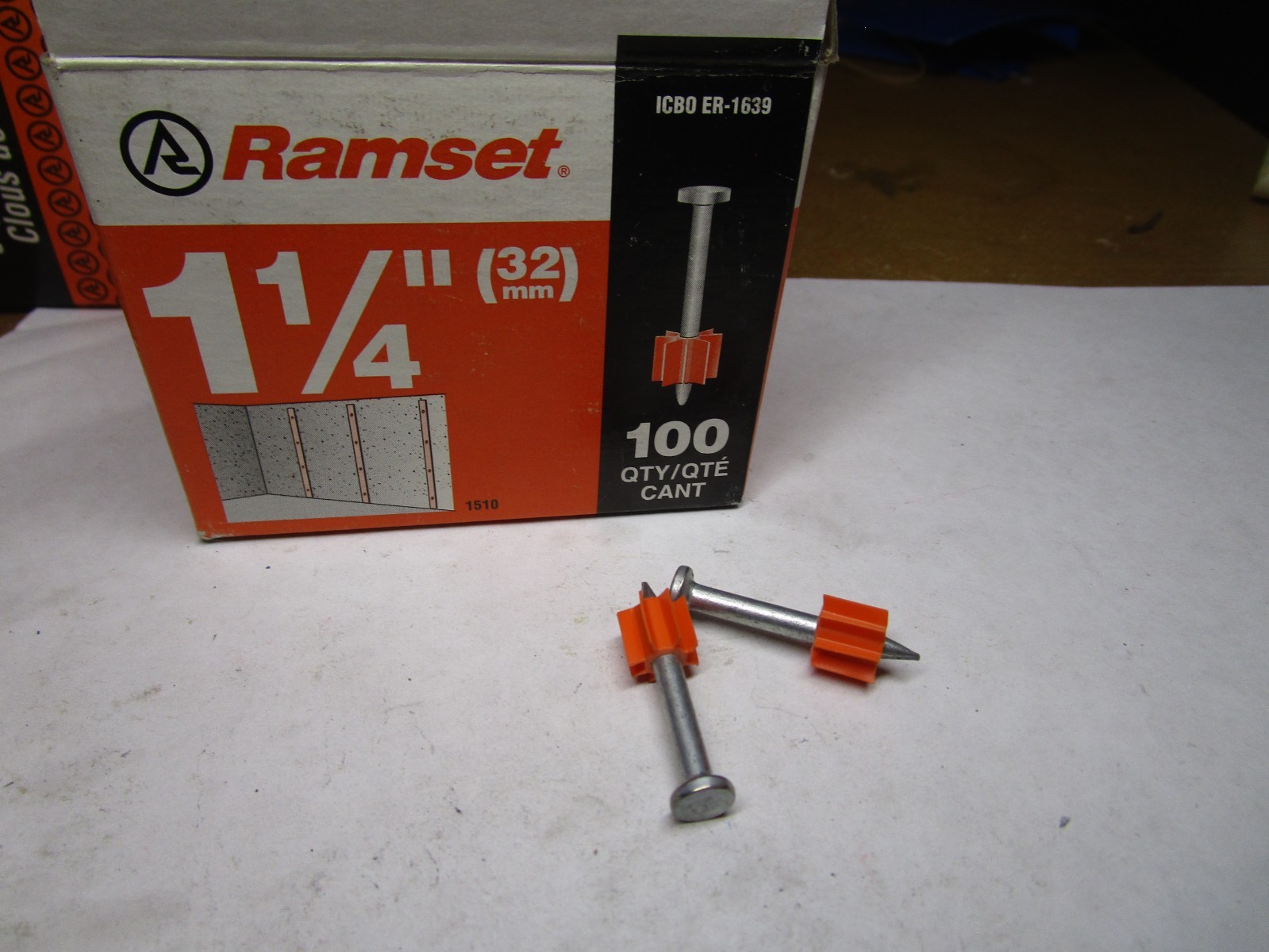 Ramset Powder Actuated Pin, 1-1/4", Zinc Plated QTY 100