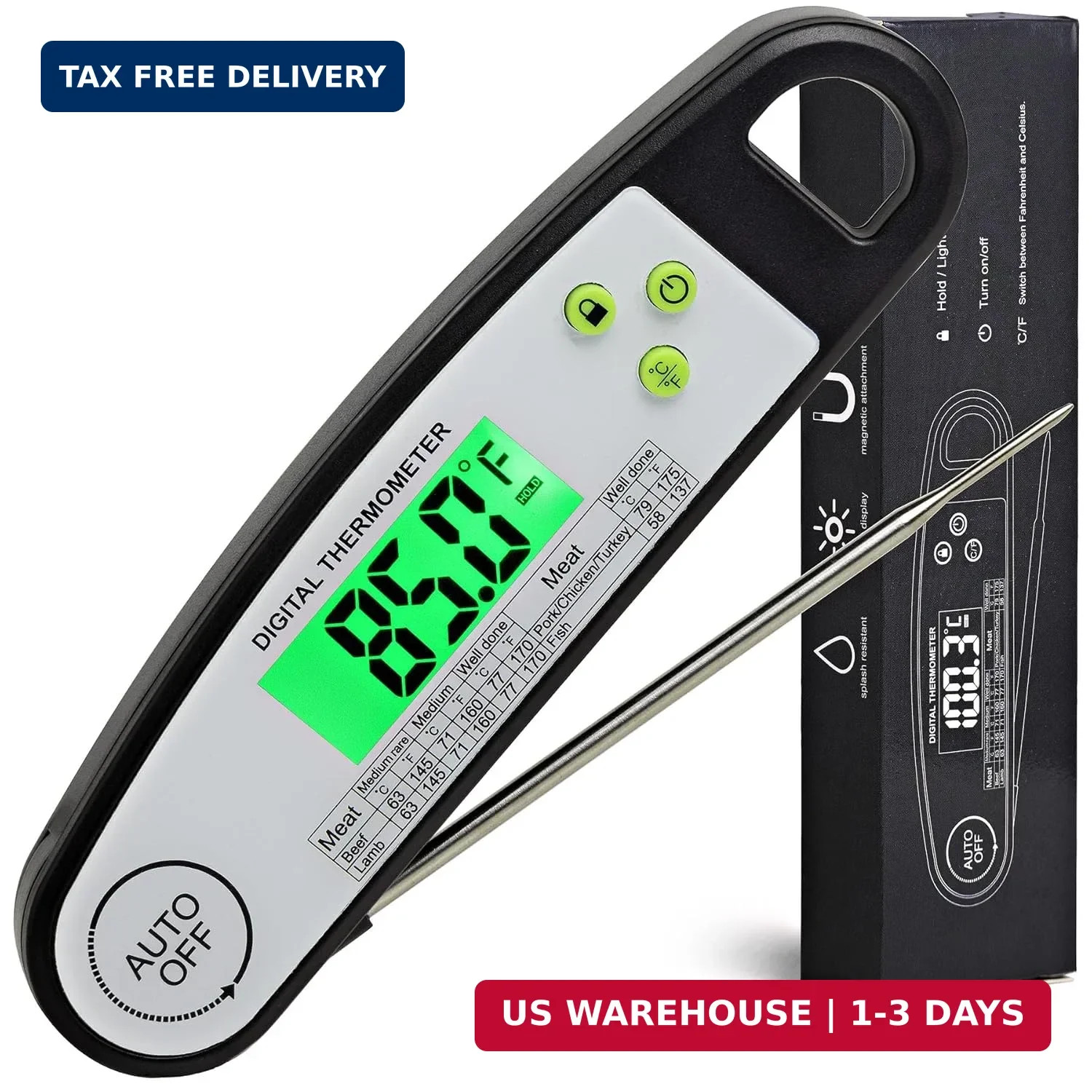 Meat Thermometer Digital, Meat Thermometers for Grilling, Food Thermometer with