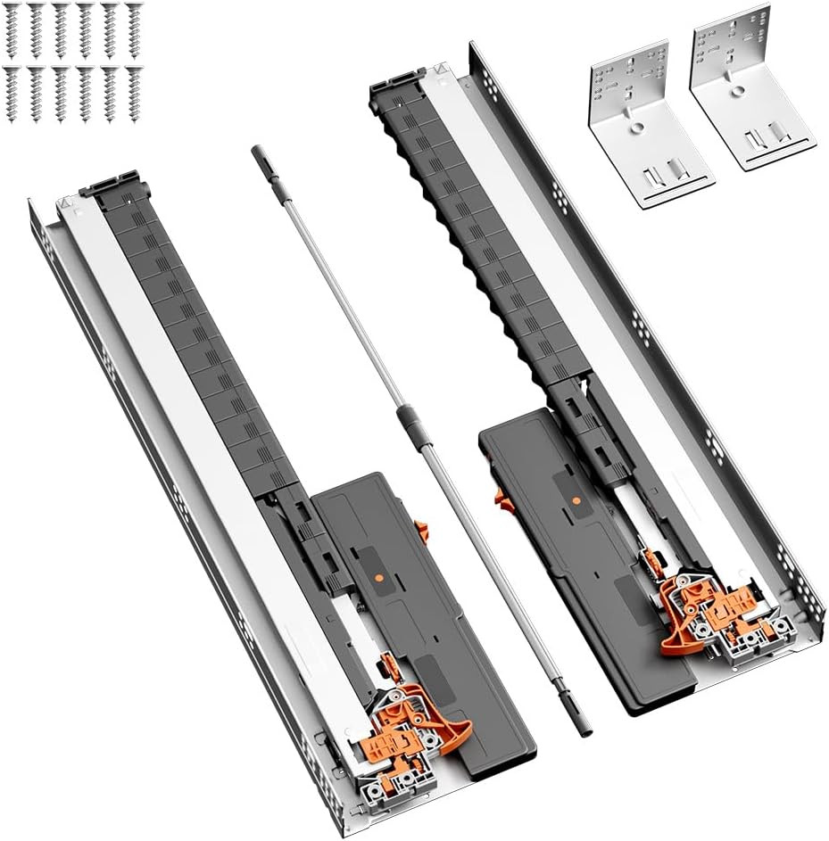 SIGOE18 Inch Push to Open Drawer Slides, Soft Close Bottom Mount Drawer Slide, F
