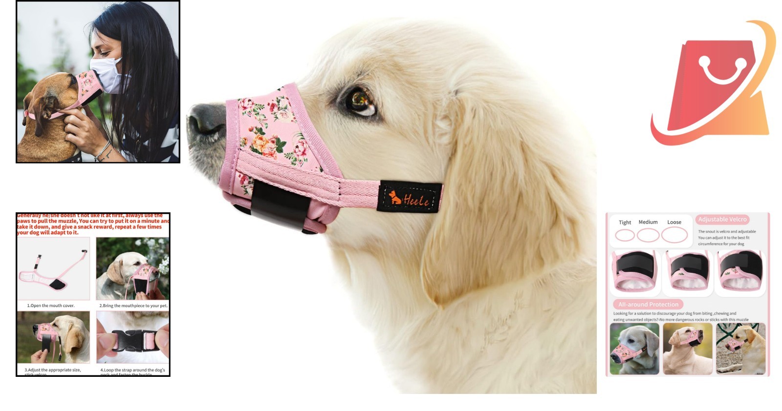 Dog Muzzle Nylon Breathable Adjustable Small Medium Large Anti Biting Barking...