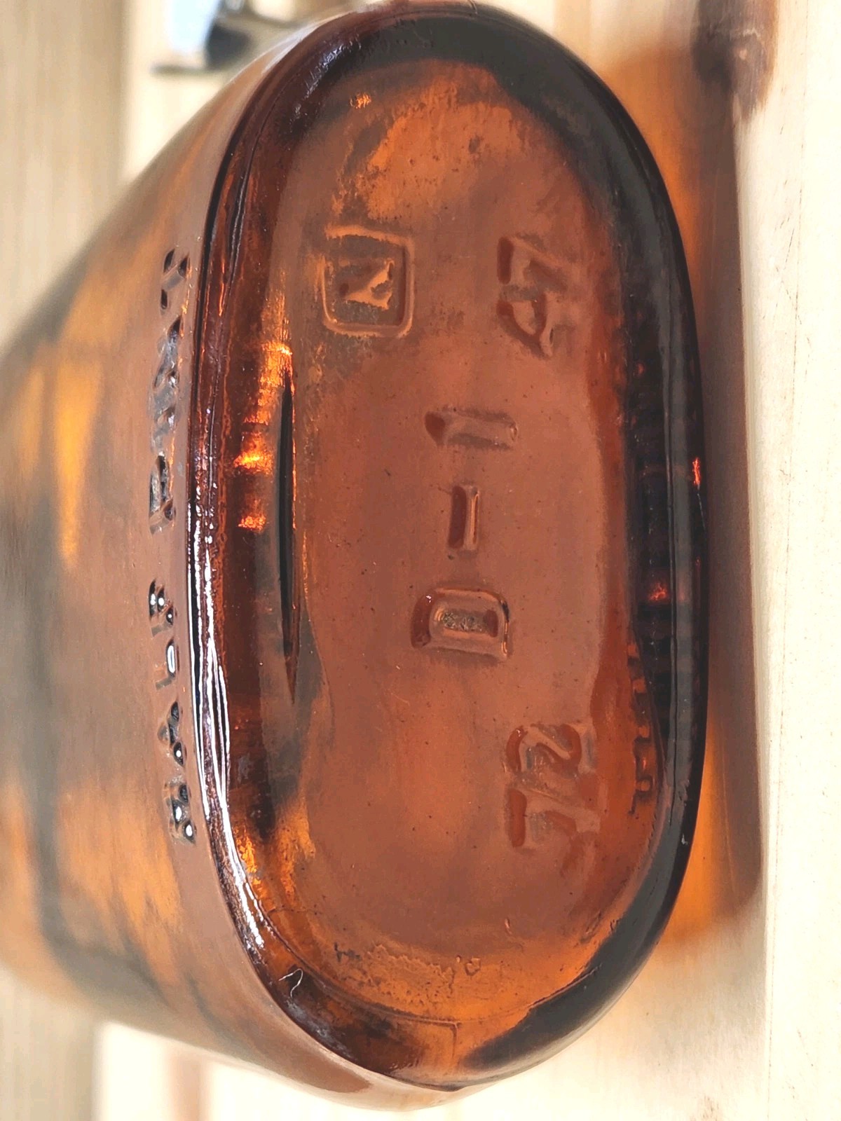 Vintage 1947 National Distillers Amber Flask Half Pint D-1 Code Original Cap