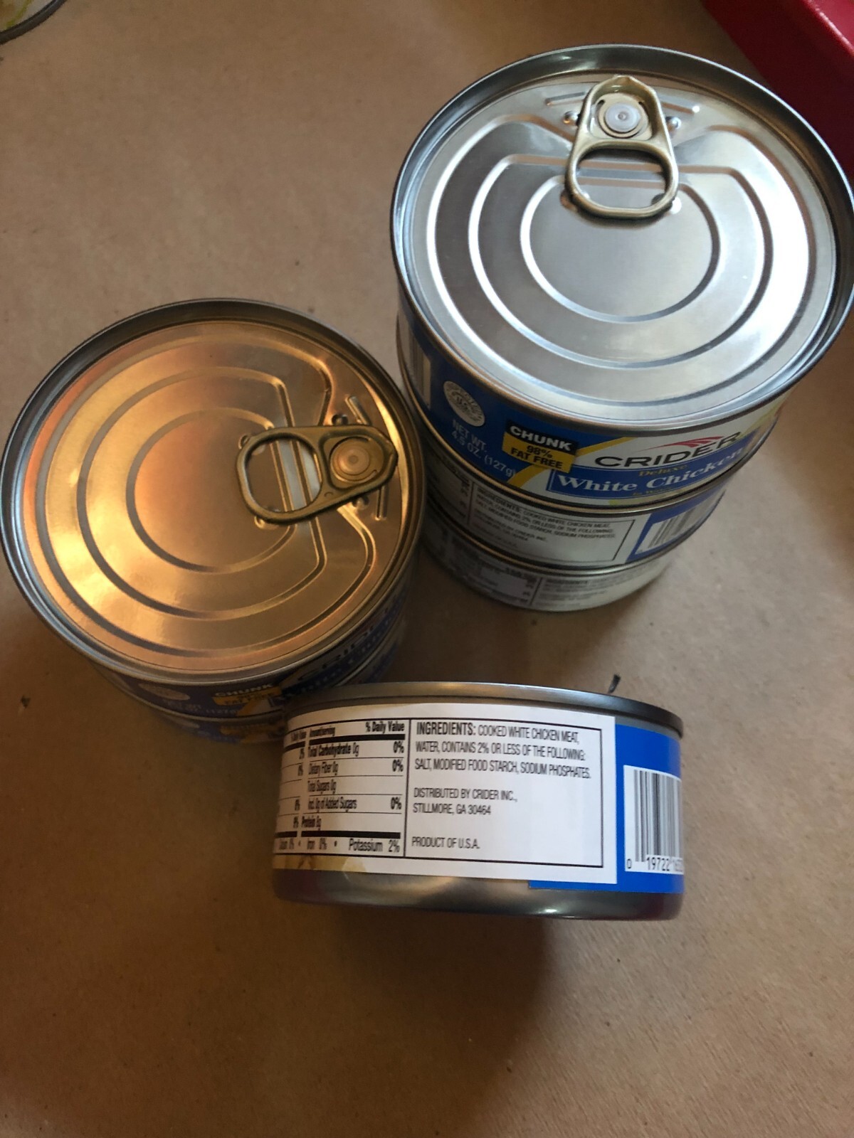 Crider Canned White Chicken, 4.5 oz. Exp Date 2025 to 2027