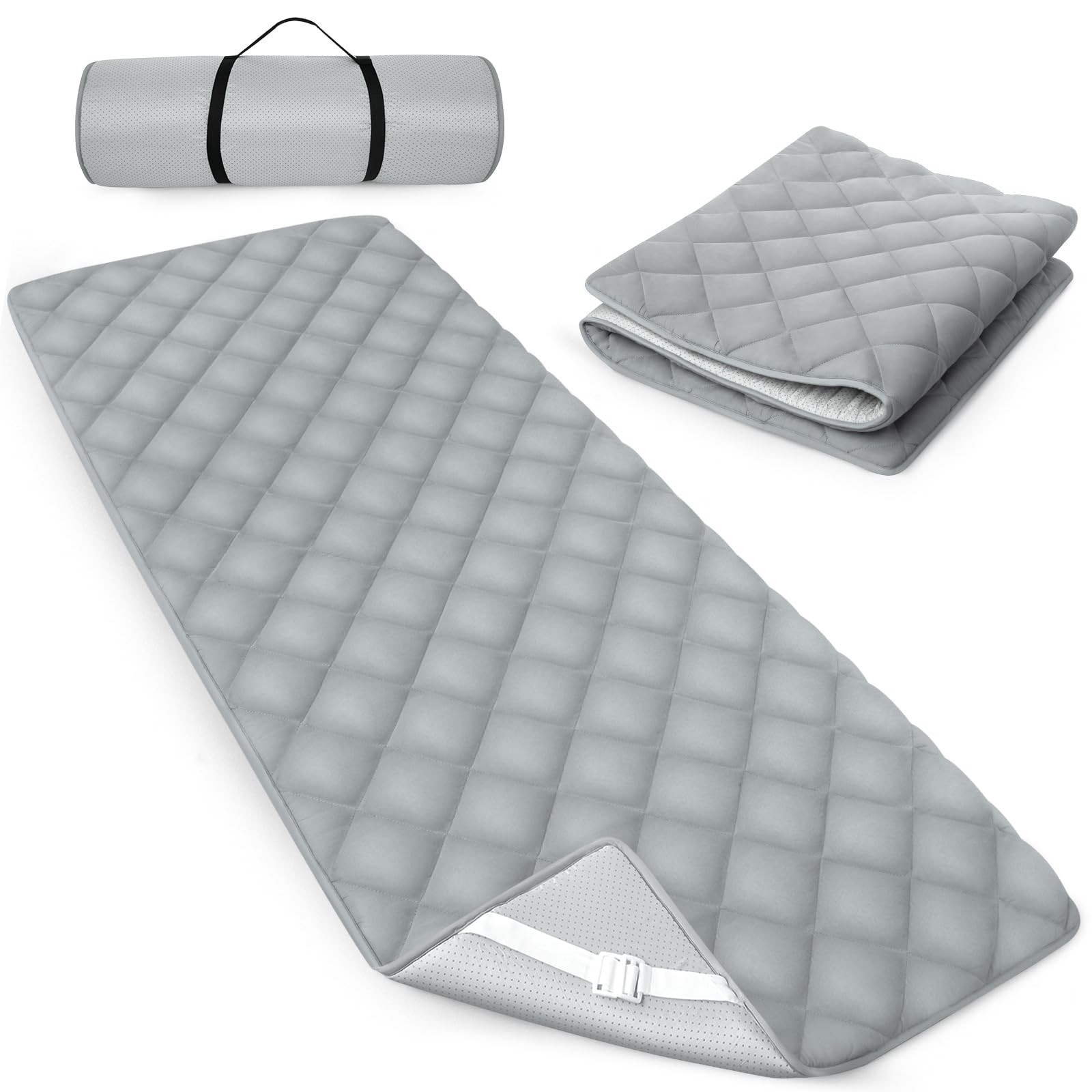 Quilted Foam Mattress Topper 30x75 inch NonSlip Soft Pad for Camping Cot RV
