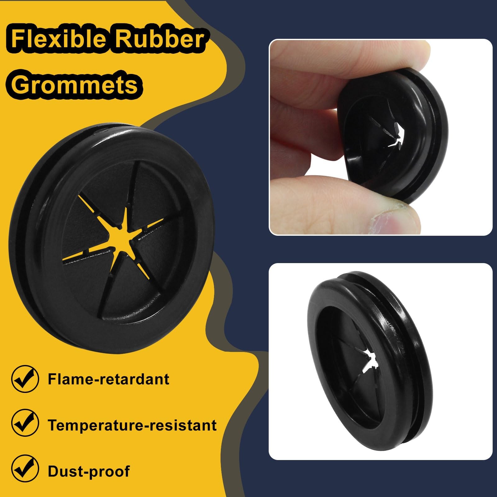 6pcs 1" ID 1 1/4" Drill Hole Rubber Grommets Firewall Hole Plug Wire Protecti