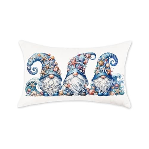 Summer Gnome Pillow Covers 12x20 Inch Nautical Ocean Coastal Starfish Shell