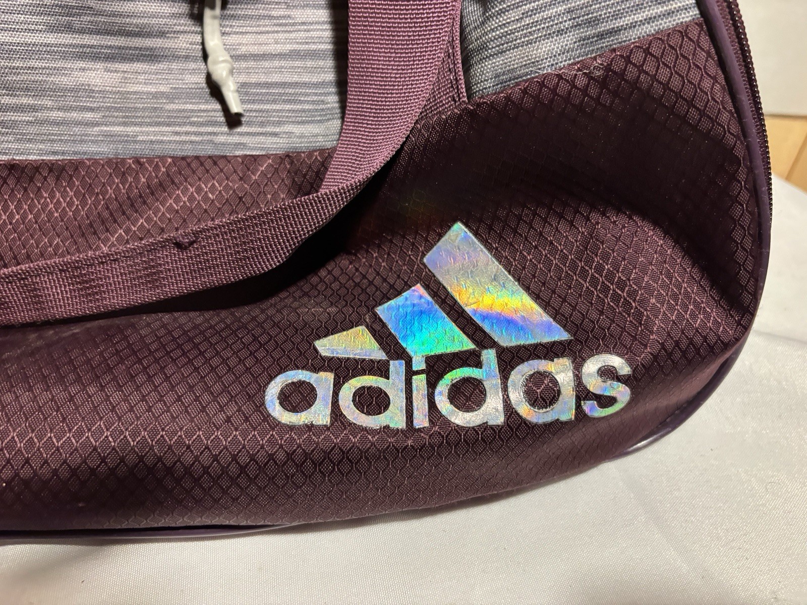 Adidas Women's Squad Gym Duffel Bag Gray and Purple One Size