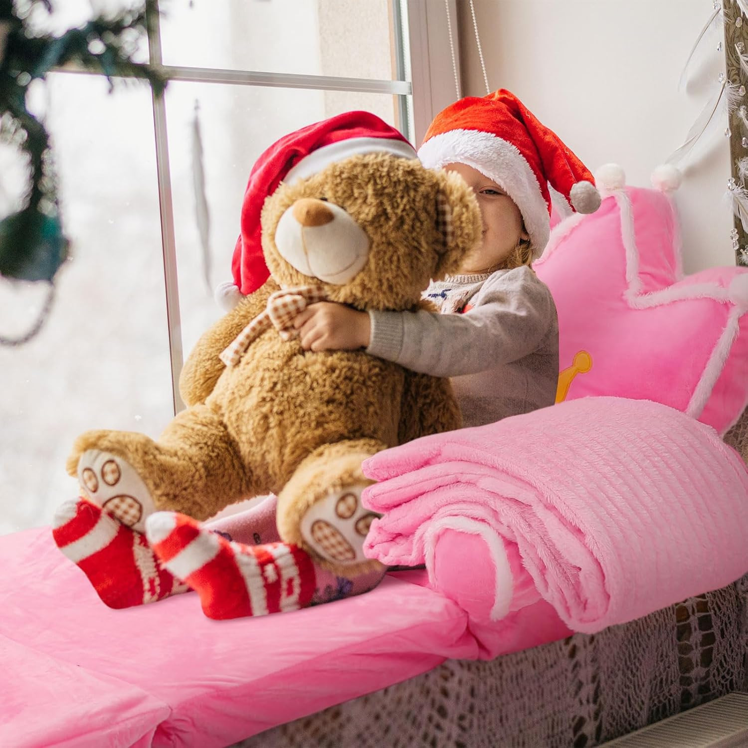 Toddler Couch 2 in 1 Soft Princess Kids Fold Out Couch with Flannel Blanket Comf