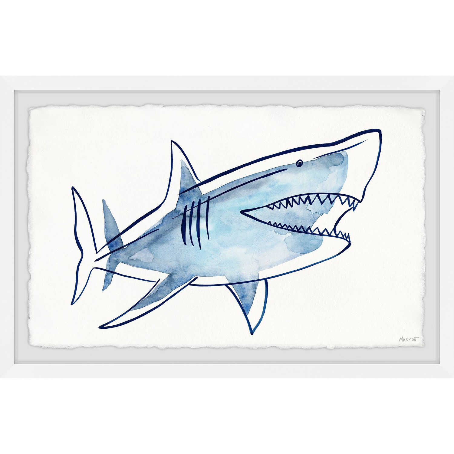 Marmont Hill Shark Outline Framed Painting Print