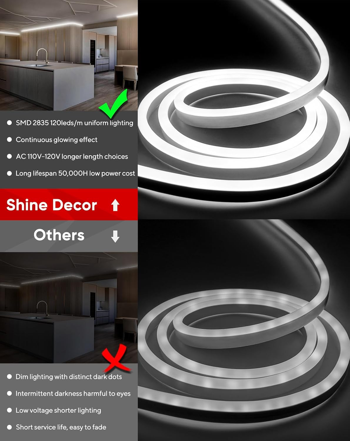 LUM Neon Rope Lights Connector Pack Bundle for Easy Installation