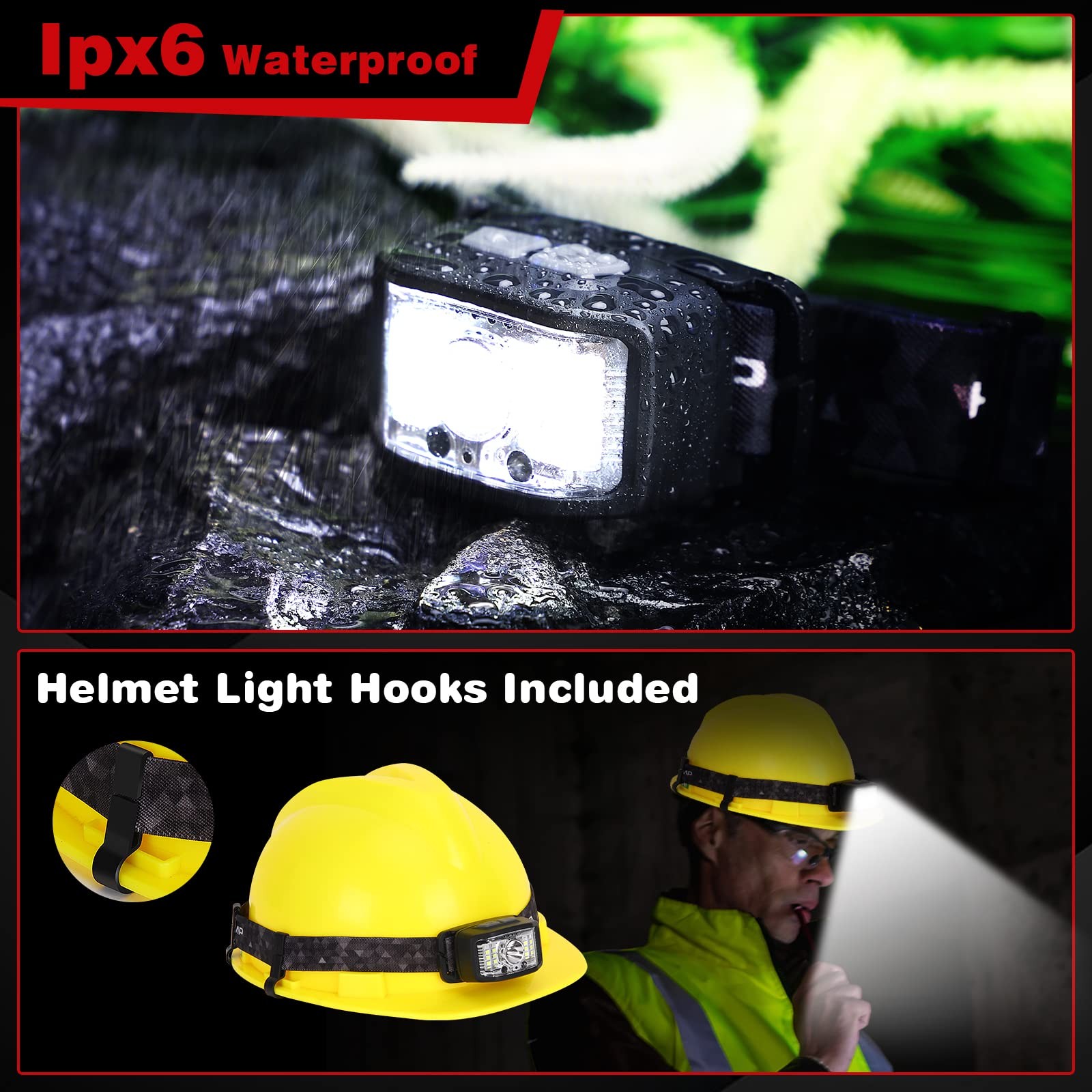 Headlamp Rechargeable,2 Pack 2000 Lumen Super Bright Led Headlamp,16 Modes Mo...