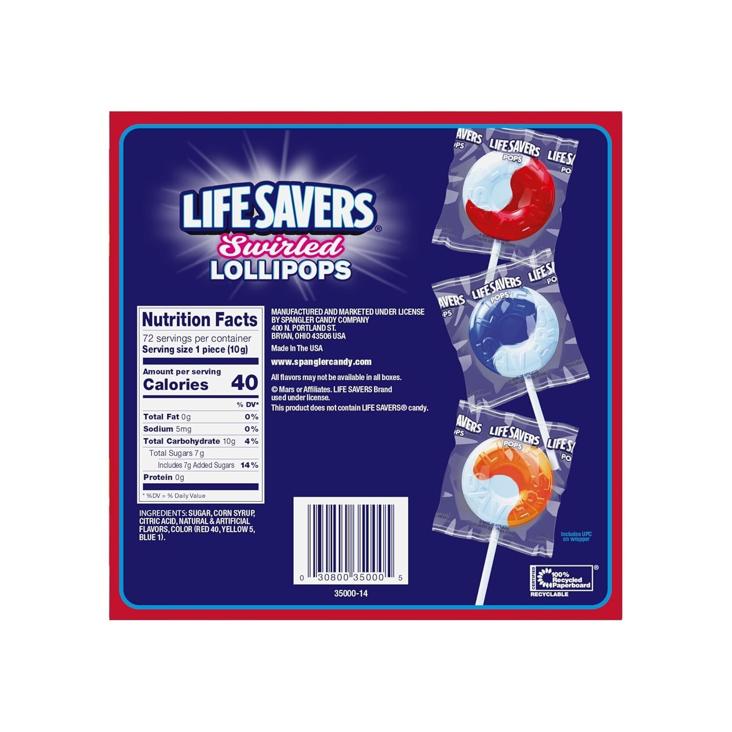 Individually Wrapped LIFE SAVERS Swirled Lollipops - 72 Count for Kids' Parties
