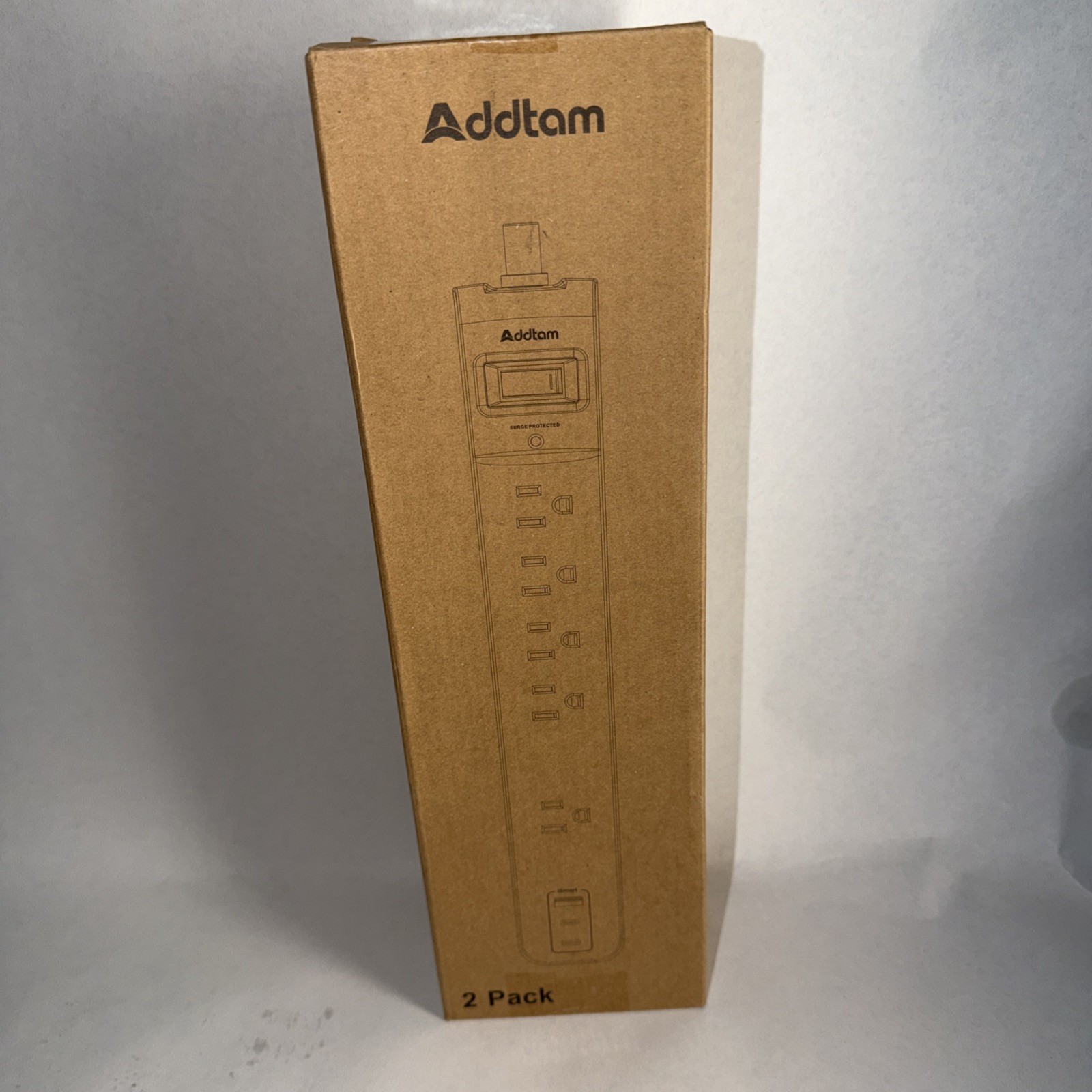 Addtam  2 Pack  Surge Protected -  Black, Open Box  (A1)