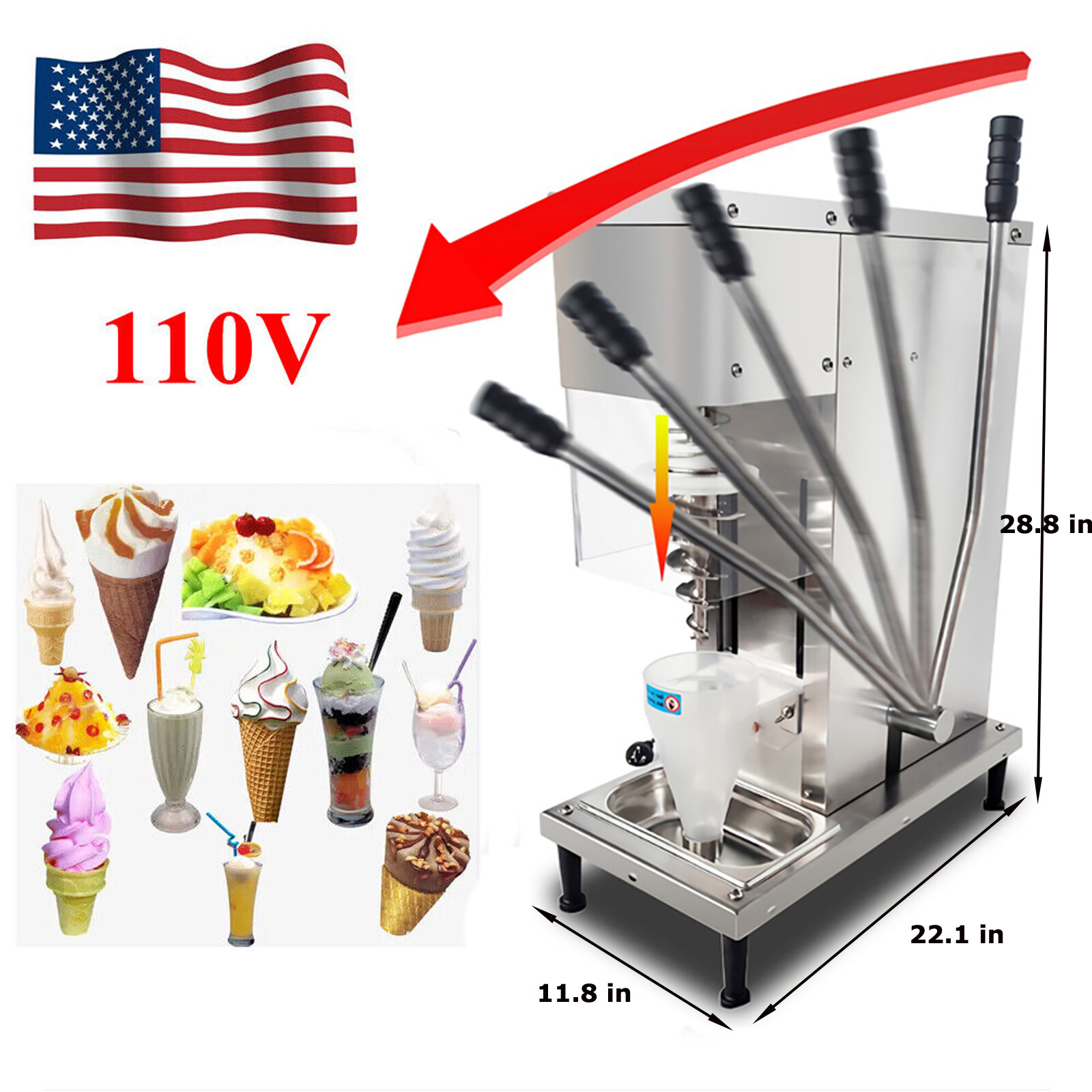 Tap Water Self-cleaning Swirl Fruit Frozen Yogurt Blender Fruit Ice Cream Mixer