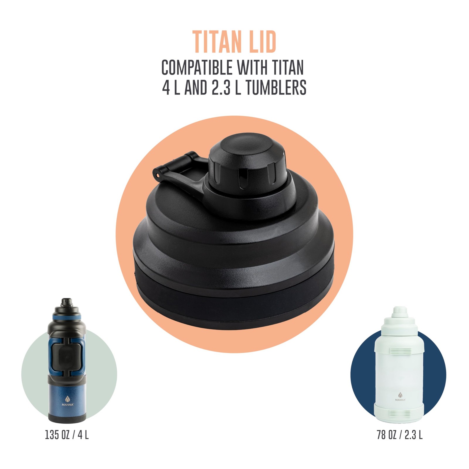 Manna Locking Pour Spout Lid for Titan Sports Bottle 1 Lid, Black