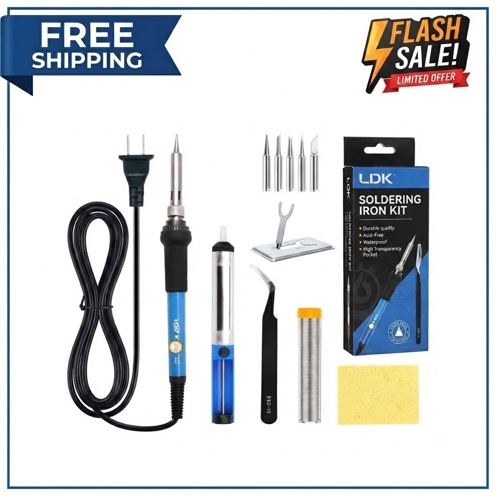 Cautin Para Soldar Estaño Electrico 110v Kit con Puntas Bomba de Desoldar 60W-US
