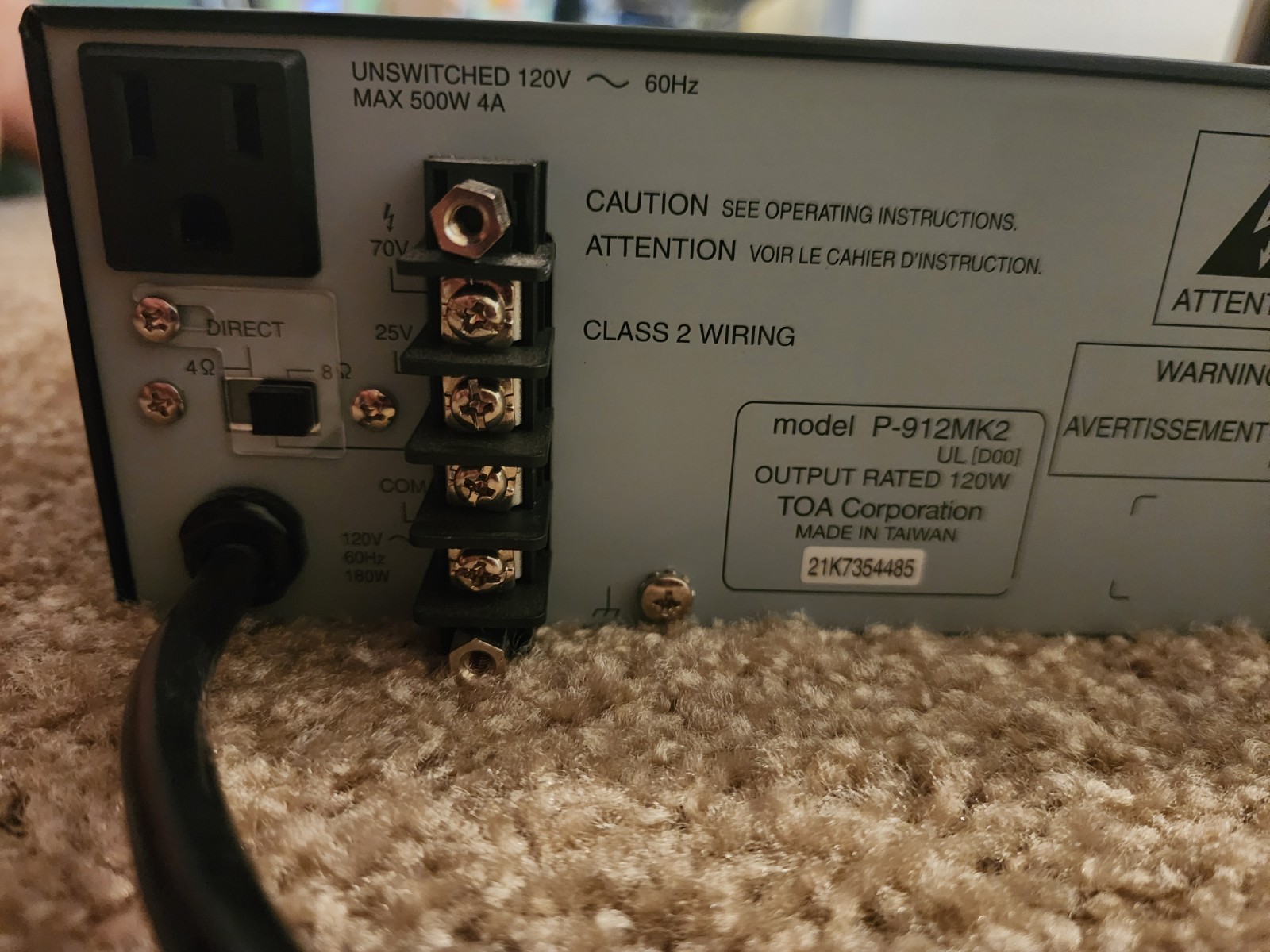 Toa Electronics P-912MK2 Amplifier 900 Series Tested Powers On