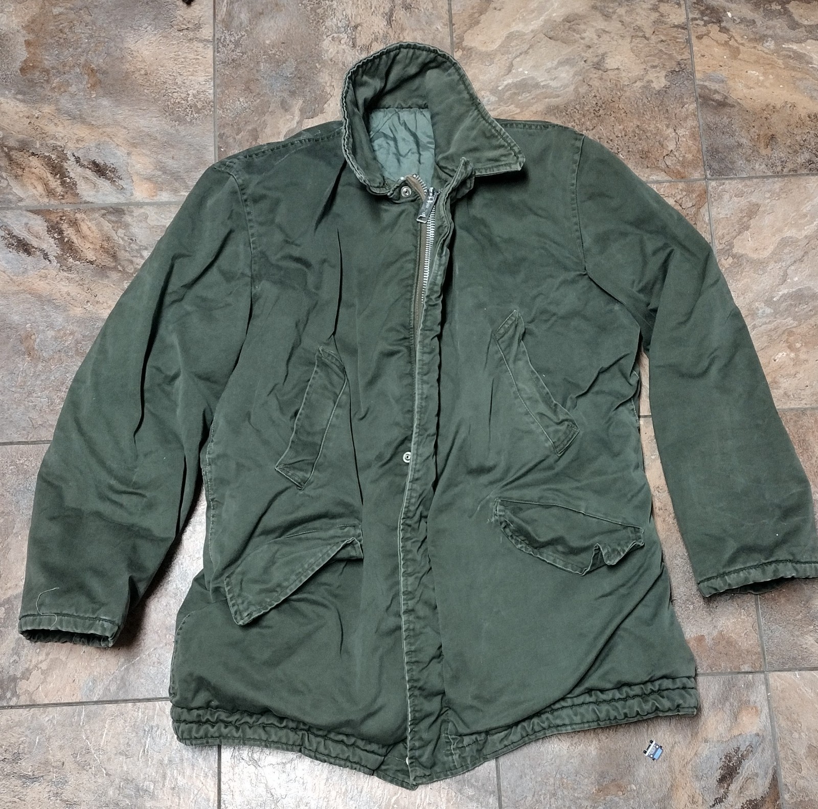 Vintage 60s/70s Army Military Jacket Coat Conmar Zipper Size Men's L