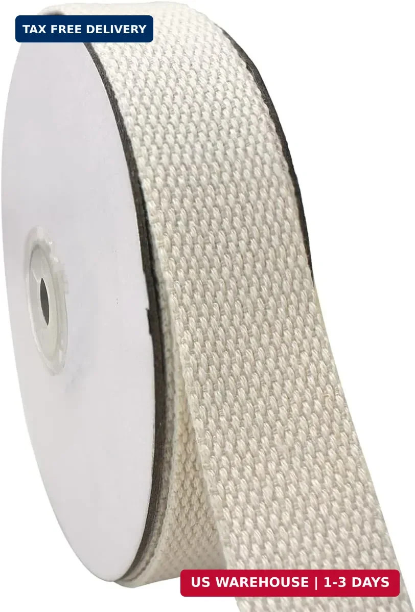 1 inch Beige Cotton Webbing Strap 30ft Handles Bag Strap Flat Heavy Weave Webbin