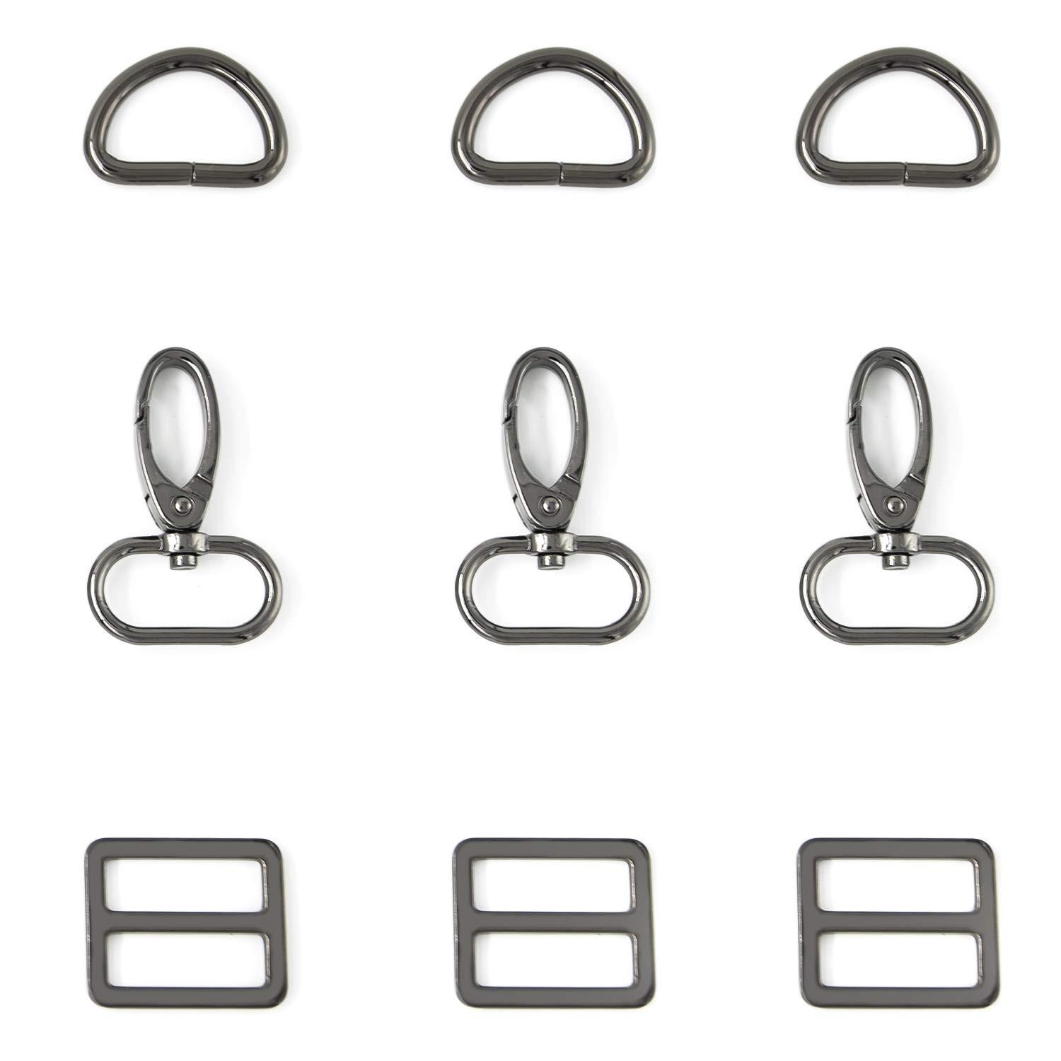 15Pcs Metal Swivel Snaps Hooks with D Rings and Tri-Glides Slide Buckles for ...
