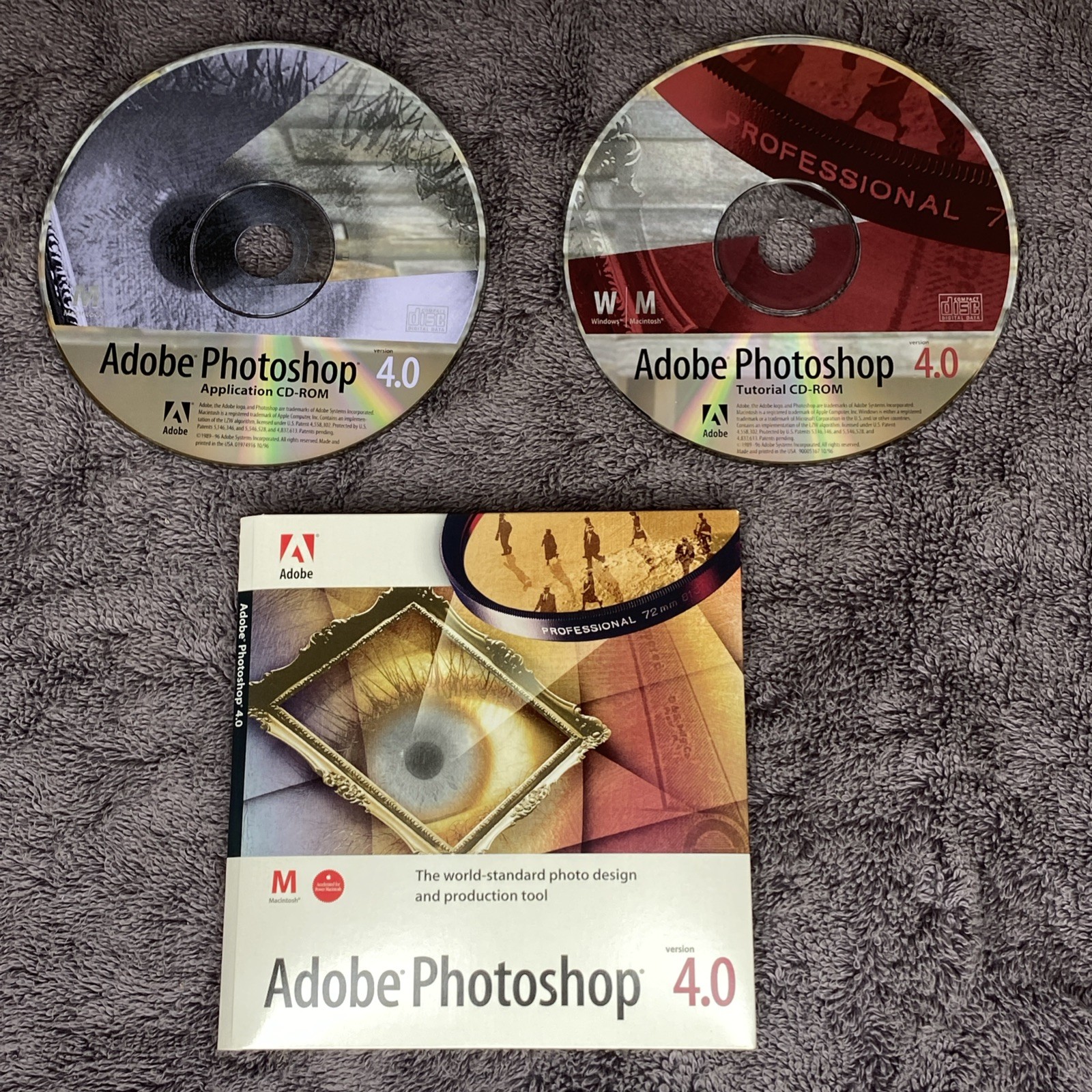 Adobe Photoshop 4.0 for Macintosh Application And Tutorial CDs Vintage 1996