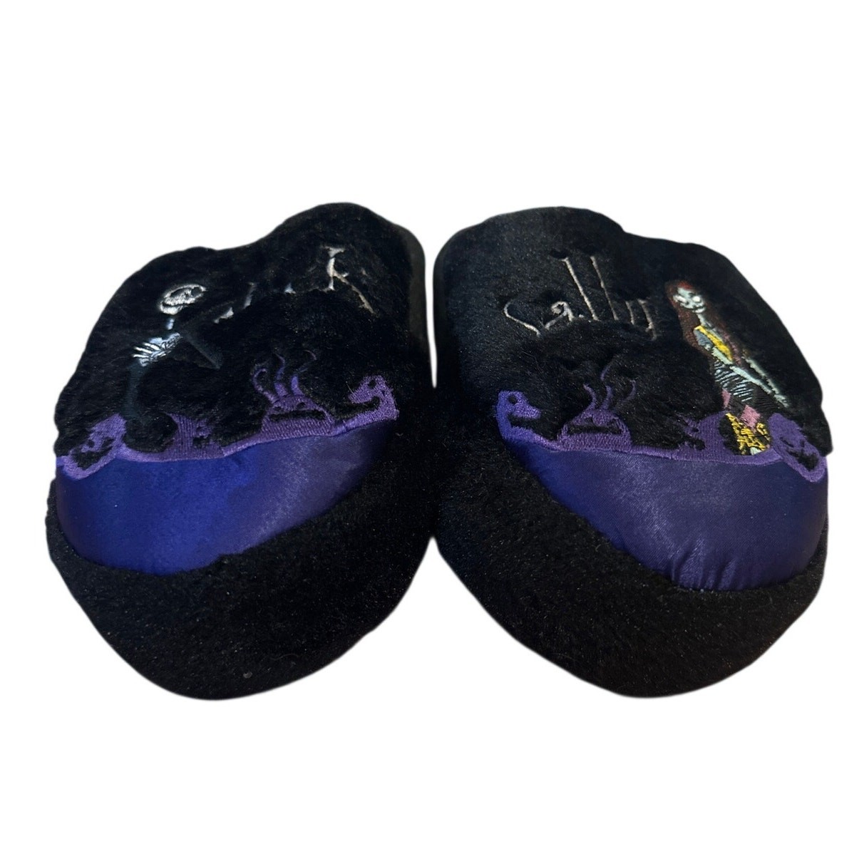Women XL 11 12 Tim Burton's Nightmare Before Christmas Jack Sally Slippers Black
