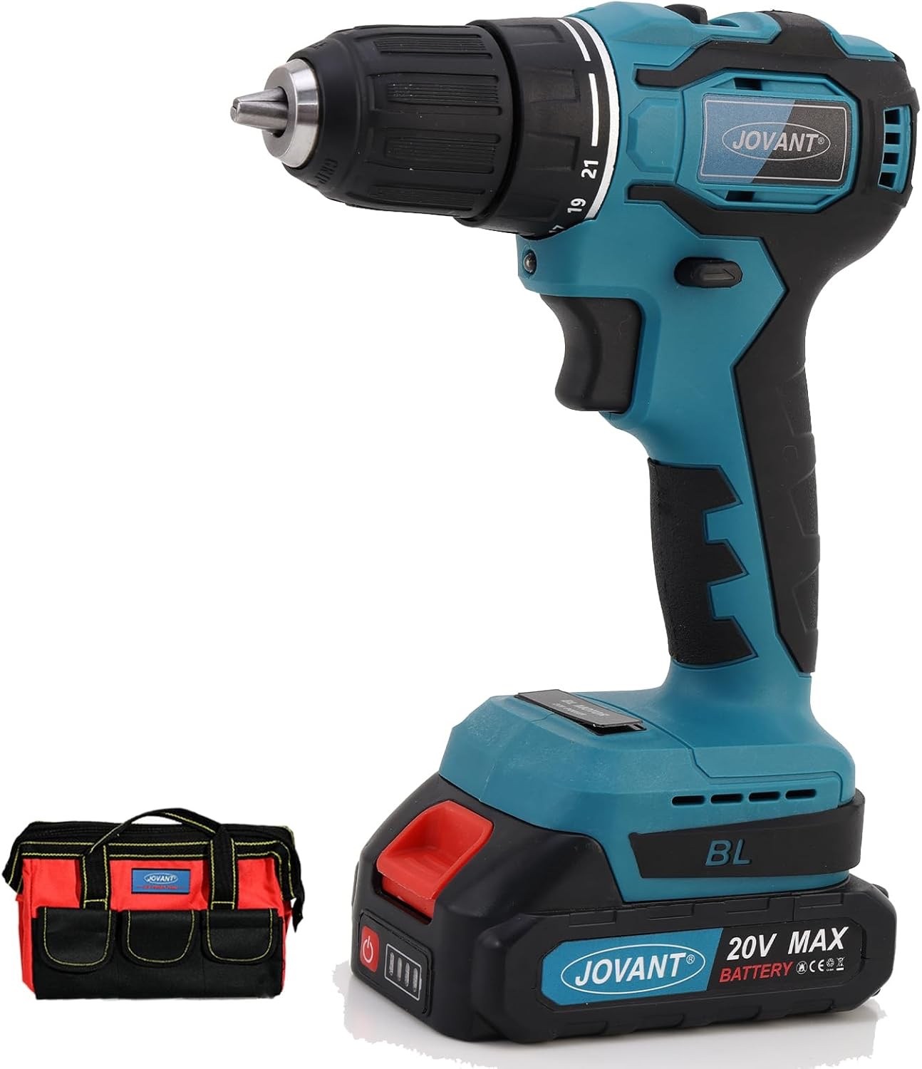 Jovant Cordless Drill, 3/8 Inch Keyless Chuck Power Driver Kit NO BATTERY