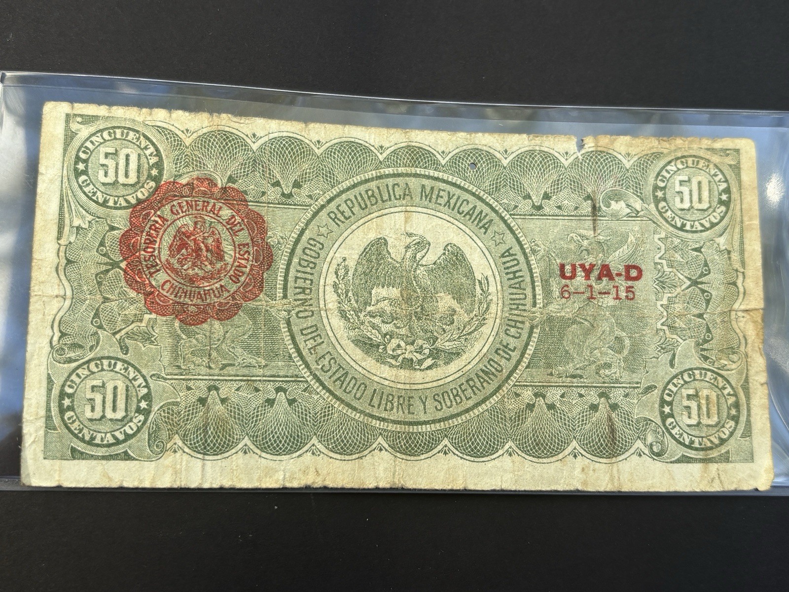 🇲🇽 1914 Mexico Chihuahua 50 Centavos Note — Circulated