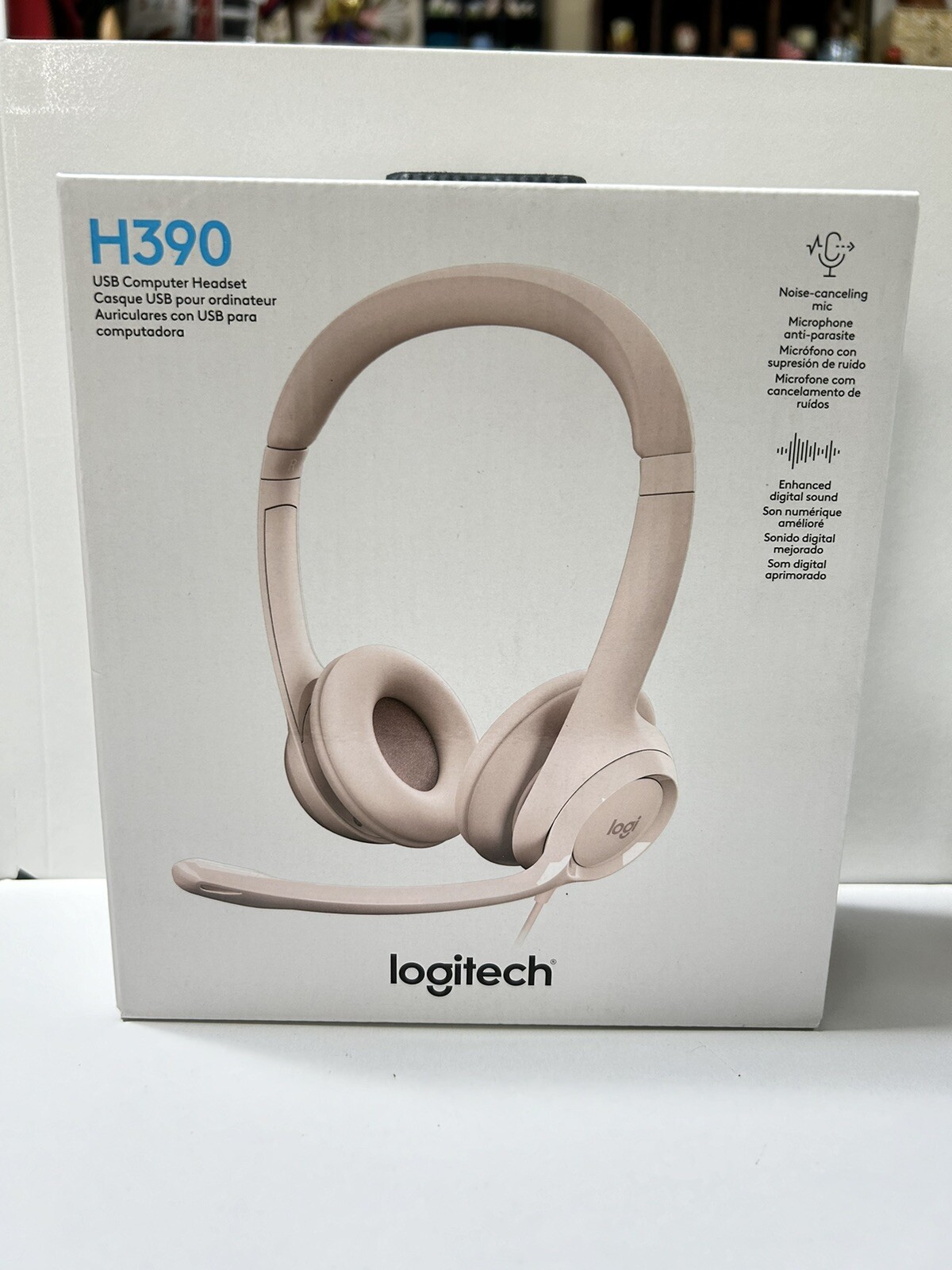 Logitech H390 USB-A Computer Headset Rose 981001280 Noise Canceling Microphone